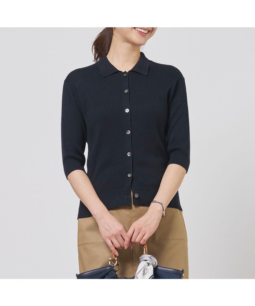 【ジェイ プレス/J.PRESS】のLINEN COTTON ポロ ニット インテリア・キッズ・メンズ・レディースファッション・服の通販 founy(ファニー) 　ファッション　Fashion　レディースファッション　Fashion for Women　トップス・カットソー　Cut & Sew Tops　ニット　Knit Tops & Sweaters　春　Spring　カーディガン　Cardigan, Knitwear　クラシカル　Classical, Vintage-Inspired　セーター　Sweater, Knitwear　リラックス　Relax, Relaxed Fit　S/S・春夏　SS, Spring/Summer, Warm Season　夏　Summer　ネイビー系|ID: prp329100004869367 ipo3291000000036288903