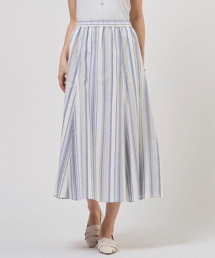 【ジェイ プレス/J.PRESS】のリネンMIX ストライプ フレア スカート インテリア・キッズ・メンズ・レディースファッション・服の通販 founy(ファニー) https://founy.com/ ファッション Fashion レディースファッション Fashion for Women スカート Skirts Aライン・フレアスカート A-Line & Flared Skirts 春 Spring ストライプ Stripe, Striped Pattern バンブー Bamboo, Bamboo Material フレア Flare, Flared リゾート Resort, Vacation Style リネン Linen, Linen Fabric リラックス Relax, Relaxed Fit S/S・春夏 SS, Spring/Summer, Warm Season 夏 Summer エレガント 上品 Elegant |ID: prp329100004869376 ipo3291000000036289004