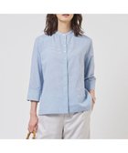 【ジェイ プレス/J.PRESS】のリネンminiチェック バンドカラー ブラウス サックスブルーギンガム系|ID: prp329100004869381 ipo3291000000036289075