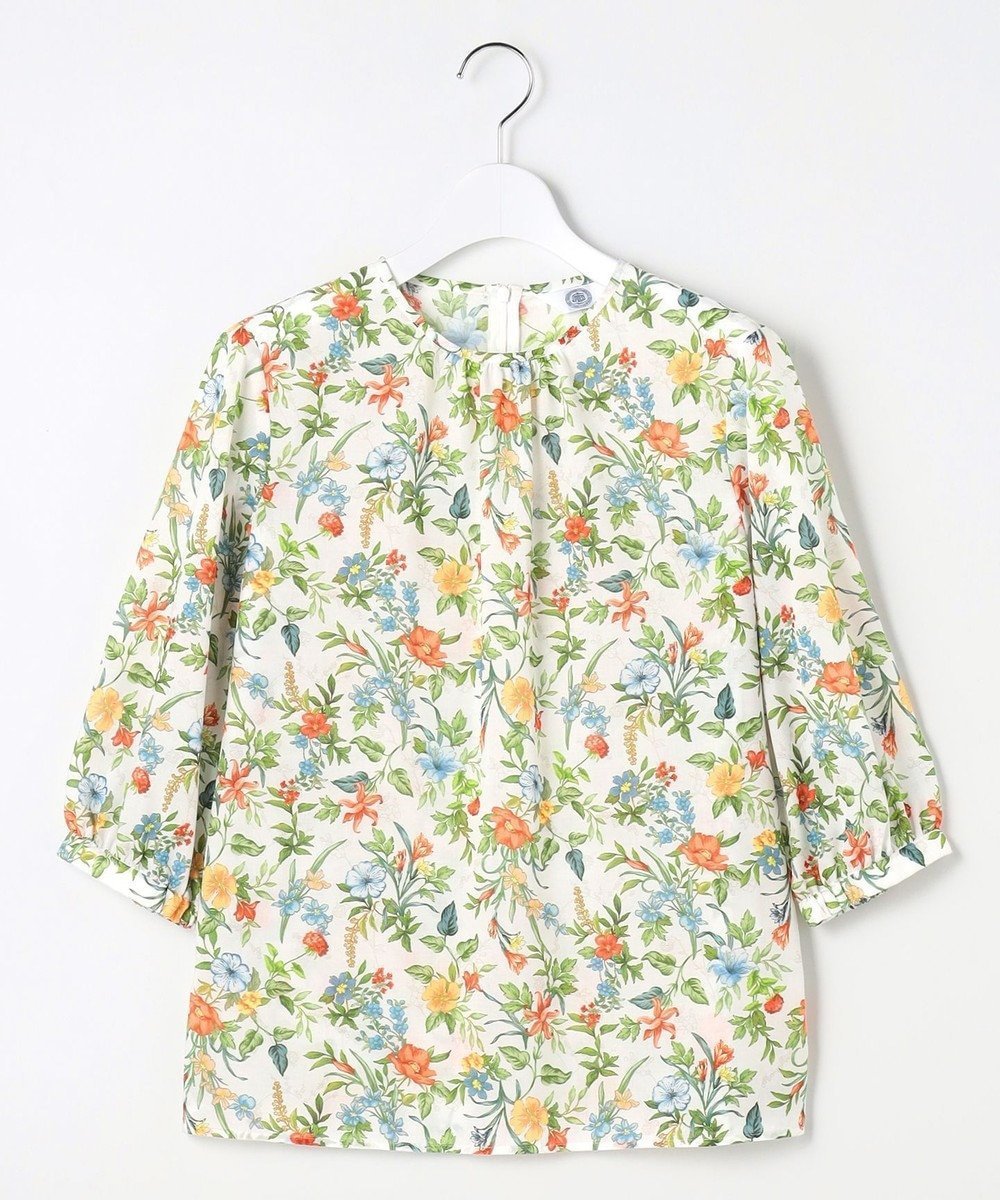 【ジェイ プレス/J.PRESS】のスパンボタニカル プリント クルーネック ブラウス インテリア・キッズ・メンズ・レディースファッション・服の通販 founy(ファニー) 　ファッション　Fashion　レディースファッション　Fashion for Women　トップス・カットソー　Cut & Sew Tops　シャツ・ブラウス・オフィスカジュアル　Elegant Blouses & Button-Ups　インナー　Innerwear　春　Spring　カーディガン　Cardigan, Knitwear　ギャザー　Gathered, Ruffled　シンプル　Simple, Minimal　ジャケット　Jacket, Outerwear　トレンド　Trend, Trending Now　フロント　Front, Front Design　プリント　Print, Printed Pattern　ボタニカル　Botanical, Floral Pattern　S/S・春夏　SS, Spring/Summer, Warm Season　おすすめ　Recommended / Our Picks　夏　Summer　エレガント 上品　Elegant　オフ系|ID: prp329100004869387 ipo3291000000036289149