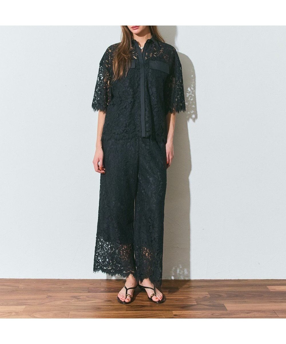 【グレース コンチネンタル/GRACE CONTINENTAL】のレースイージーパンツ インテリア・キッズ・メンズ・レディースファッション・服の通販 founy(ファニー) 　ファッション　Fashion　レディースファッション　Fashion for Women　パンツ　Pants & Trousers　タイプライター　Typewriter Fabric, Crisp Cotton　ライナー　Liner, Inner Layer　レース　Lace, Lace Fabric　ロング　Long, Long-Length　夏　Summer　春　Spring　S/S・春夏　SS, Spring/Summer, Warm Season　ブラック|ID: prp329100004869408 ipo3291000000036289321
