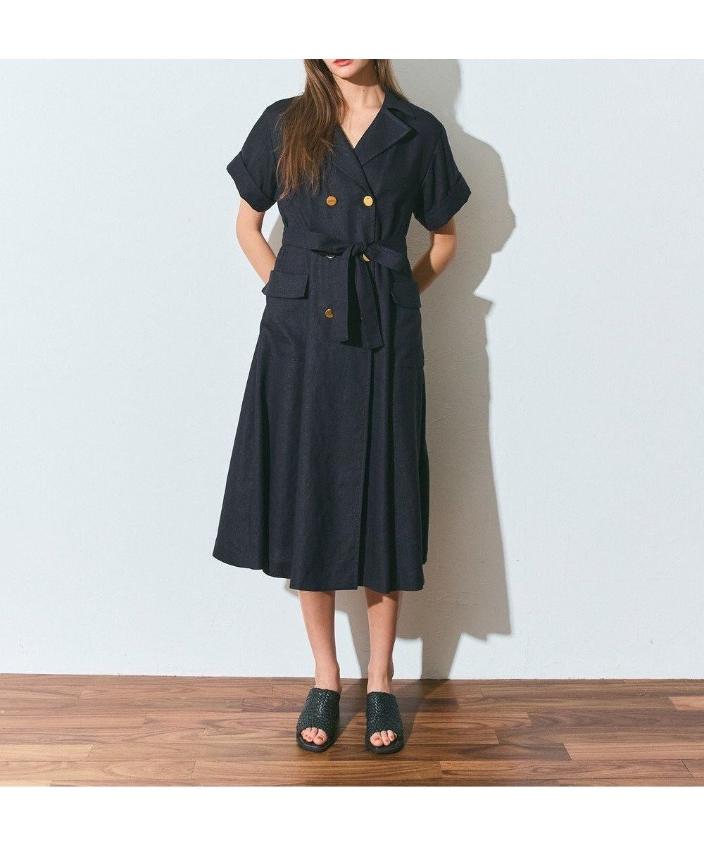【グレース コンチネンタル/GRACE CONTINENTAL】のリネンタッチミリタリードレス インテリア・キッズ・メンズ・レディースファッション・服の通販 founy(ファニー) 　ファッション　Fashion　レディースファッション　Fashion for Women　ワンピース　Dresses　フォーマル・パーティードレス・結婚式用ドレス　Elegant & Casual Dresses　シャツワンピース / 1枚で着映えコーデ　Shirt Dresses　ドレス　Dress, One-Piece　フレア　Flare, Flared　夏　Summer　春　Spring　S/S・春夏　SS, Spring/Summer, Warm Season　ネイビー|ID: prp329100004869411 ipo3291000000036289343