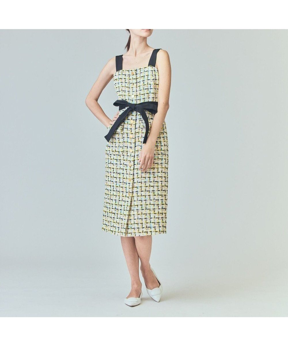 【グレース コンチネンタル/GRACE CONTINENTAL】のチュールヤーンツイードワンピース 人気、トレンドファッション・服の通販 founy(ファニー) 　ファッション　Fashion　レディースファッション　Fashion for Women　ワンピース　Dresses　フォーマル・パーティードレス・結婚式用ドレス　Elegant & Casual Dresses　イエロー　Yellow　春　Spring　クラシカル　Classical, Vintage-Inspired　ジャケット　Jacket, Outerwear　スペシャル　Special, Limited Edition　セットアップ　Set-Up, Coordinated Outfit　チェック　Check, Plaid, Tartan　チュール　Tulip, Tulip Motif　ツイード　Twill, Twill Weave　ドレス　Dress, One-Piece　ハイネック　High Neck, Mock Neck　フランス　France, French　リボン　Ribbon, Bow　S/S・春夏　SS, Spring/Summer, Warm Season　おすすめ　Recommended / Our Picks　夏　Summer　 other-1|ID: prp329100004869412 ipo3291000000036289348