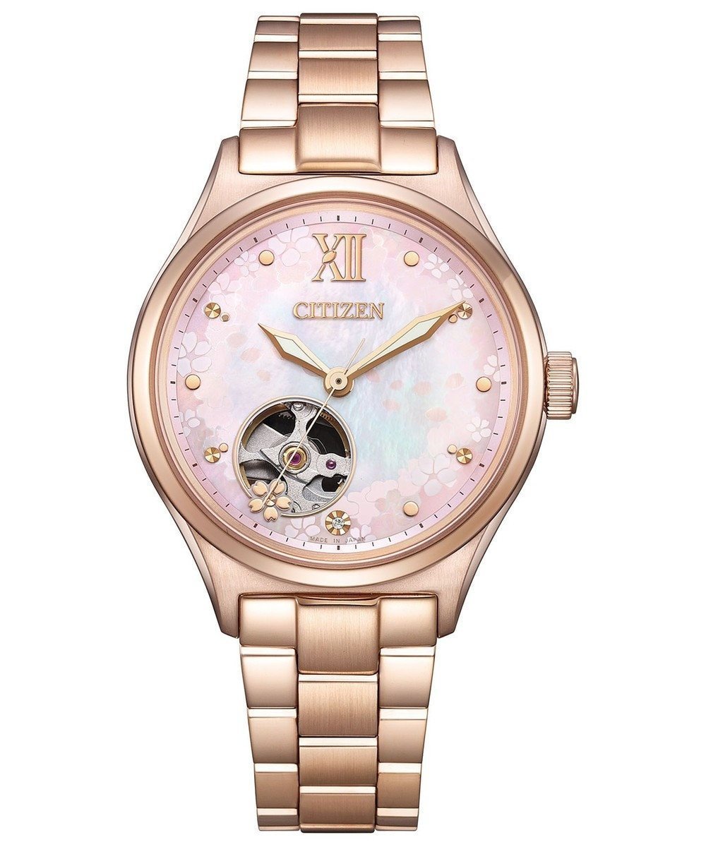 【シチズン/CITIZEN】の【機械式腕時計 オープンハート】桜の花びらが水面を美しく彩る情景をモチーフにした限定モデル PC1015-59W 人気、トレンドファッション・服の通販 founy(ファニー) 　ファッション　Fashion　レディースファッション　Fashion for Women　腕時計　Wristwatch　ガラス　Glass, Glassware　クリスタル　Crystal, Swarovski　グラデーション　Gradient, Ombre　コレクション　Collection, Seasonal Line　時計　Watch, Wristwatch　モチーフ　Motif, Design Theme　 other-1|ID: prp329100004869416 ipo3291000000036289375