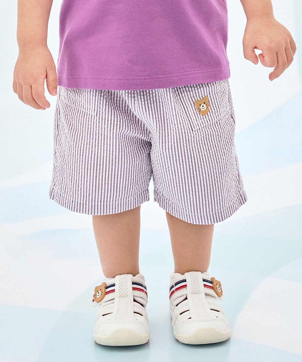 【ミキハウスホットビスケッツ/MIKI HOUSE HOT BISCUITS / KIDS】の【80-120cm】サッカー素材 5分丈パンツ 人気、トレンドファッション・服の通販 founy(ファニー) 　ファッション　Fashion　キッズファッション　Fashion for Kids　ボトムス　Bottoms　春　Spring　ギンガム　Gingham, Gingham Fabric　サッカー　Seersucker, Summer Fabric　シンプル　Simple, Minimal　ストライプ　Stripe, Striped Pattern　チェック　Check, Plaid, Tartan　フリル　Frill, Ruffle　ベビー　Baby, Babywear　ポケット　Pocket, Pocket Detail　半袖　Short Sleeve, Half Sleeve　ワンポイント　One Point, Statement Accent　A/W・秋冬　Autumn/Winter　S/S・春夏　SS, Spring/Summer, Warm Season　おすすめ　Recommended / Our Picks　夏　Summer　ギフト プレゼント　Gift / Present　 other-1|ID: prp329100004869598 ipo3291000000036293175