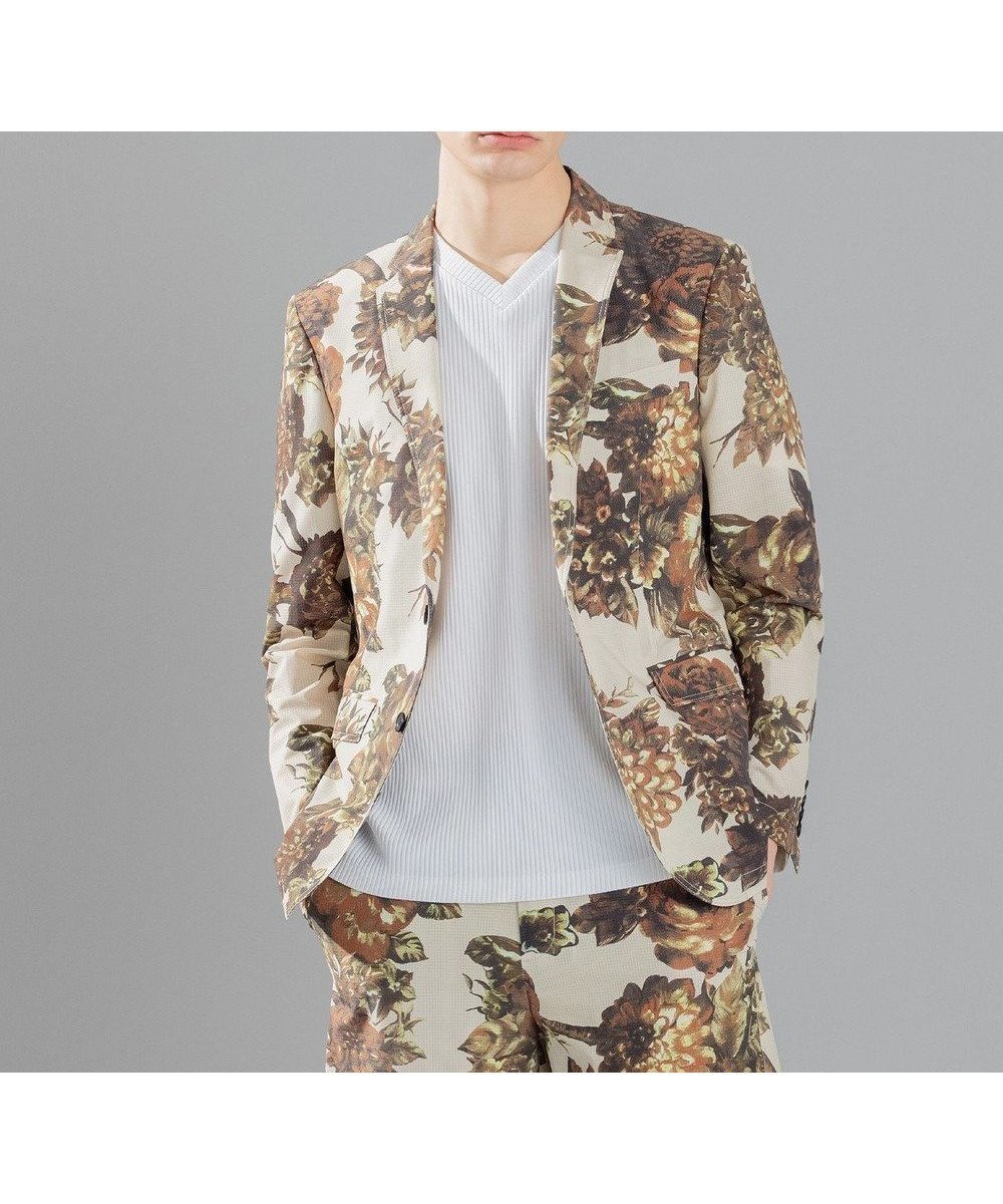 【ジョゼフ オム/JOSEPH HOMME / MEN】のクールドッツストレッチ花柄 ジャケット インテリア・キッズ・メンズ・レディースファッション・服の通販 founy(ファニー) 　ファッション　Fashion　メンズファッション　Fashion for Men　アウター　Men's Coats Outerwear　テーラードジャケット　Tailored Jackets & Blazers　シェイプ　Shape, Slim Fit　ジャケット　Jacket, Outerwear　ストレッチ　Stretch, Stretchy Fabric　スポーツ　Sports, Activewear　センター　Center, Center Line　フラップ　Flap, Flap Pocket　プリント　Print, Printed Pattern　ベーシック　Basic, Essential　ポケット　Pocket, Pocket Detail　夏　Summer　春　Spring　S/S・春夏　SS, Spring/Summer, Warm Season　洗える　Machine Washable　ベージュ系5|ID: prp329100004869601 ipo3291000000036293184