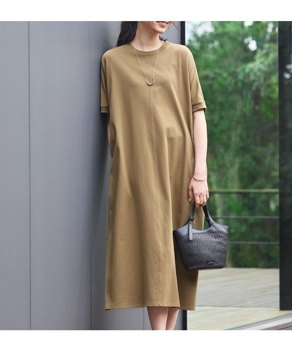 【23区/NIJYUSANKU】の【SLOW/一部店舗限定】MVSコットン T ワンピース インテリア・キッズ・メンズ・レディースファッション・服の通販 founy(ファニー) 　ファッション　Fashion　レディースファッション　Fashion for Women　ワンピース　Dresses　春　Spring　ダウン　Down, Puffer　ボトム　Bottoms, Lower Wear　ワイド　Wide, Wide Fit　S/S・春夏　SS, Spring/Summer, Warm Season　夏　Summer　エレガント 上品　Elegant　2025年　2025　2025春夏・S/S　Spring/Summer 2025 SS25　カーキ系|ID: prp329100004869617 ipo3291000000036293276