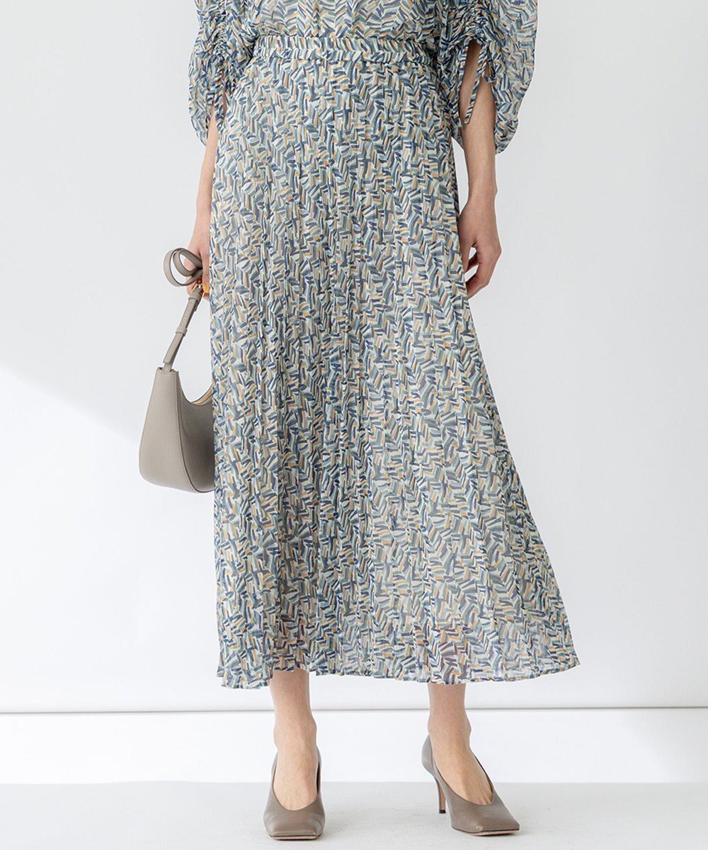 【23区/NIJYUSANKU】の【洗える】シアーヘリンボーンプリント プリーツ スカート 人気、トレンドファッション・服の通販 founy(ファニー) 　ファッション　Fashion　レディースファッション　Fashion for Women　スカート　Skirts　プリーツスカート / 上品フェミニンスタイル　Pleated Skirts　エレガント 上品　Elegant　オレンジ　Orange　春　Spring　洗える　Machine Washable　シアー　Sheer, See-Through　ジョーゼット　Georgette, Semi-Sheer Fabric　スカーフ　Scarf, Neckwear　フランス　France, French　プリント　Print, Printed Pattern　プリーツ　Pleats, Pleated　ランダム　Random, Irregular　S/S・春夏　SS, Spring/Summer, Warm Season　夏　Summer　2025年　2025　2025春夏・S/S　Spring/Summer 2025 SS25　 other-1|ID: prp329100004869637 ipo3291000000036293383