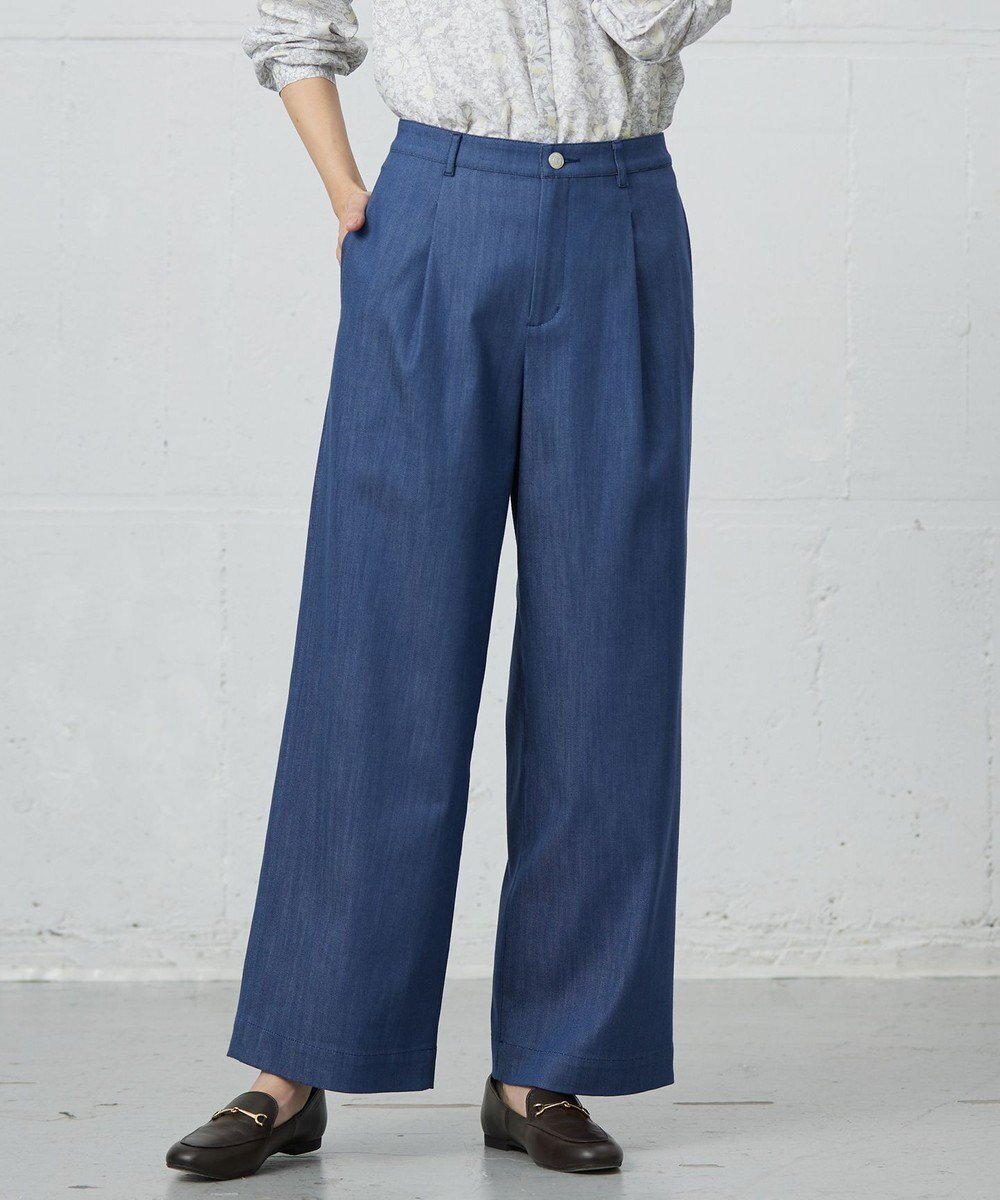 【ジェイ プレス/J.PRESS】の【洗える】セルロースシャンブレー ワイド パンツ インテリア・キッズ・メンズ・レディースファッション・服の通販 founy(ファニー) 　ファッション　Fashion　レディースファッション　Fashion for Women　パンツ　Pants & Trousers　インディゴ　Indigo Denim　春　Spring　洗える　Machine Washable　シャンブレー　Chambray, Denim-Like Fabric　シンプル　Simple, Minimal　ジャケット　Jacket, Outerwear　デニム　Denim, Jeans Material　フラップ　Flap, Flap Pocket　フロント　Front, Front Design　ベーシック　Basic, Essential　ポケット　Pocket, Pocket Detail　ワイド　Wide, Wide Fit　S/S・春夏　SS, Spring/Summer, Warm Season　おすすめ　Recommended / Our Picks　夏　Summer　ブルー系|ID: prp329100004869641 ipo3291000000036293412