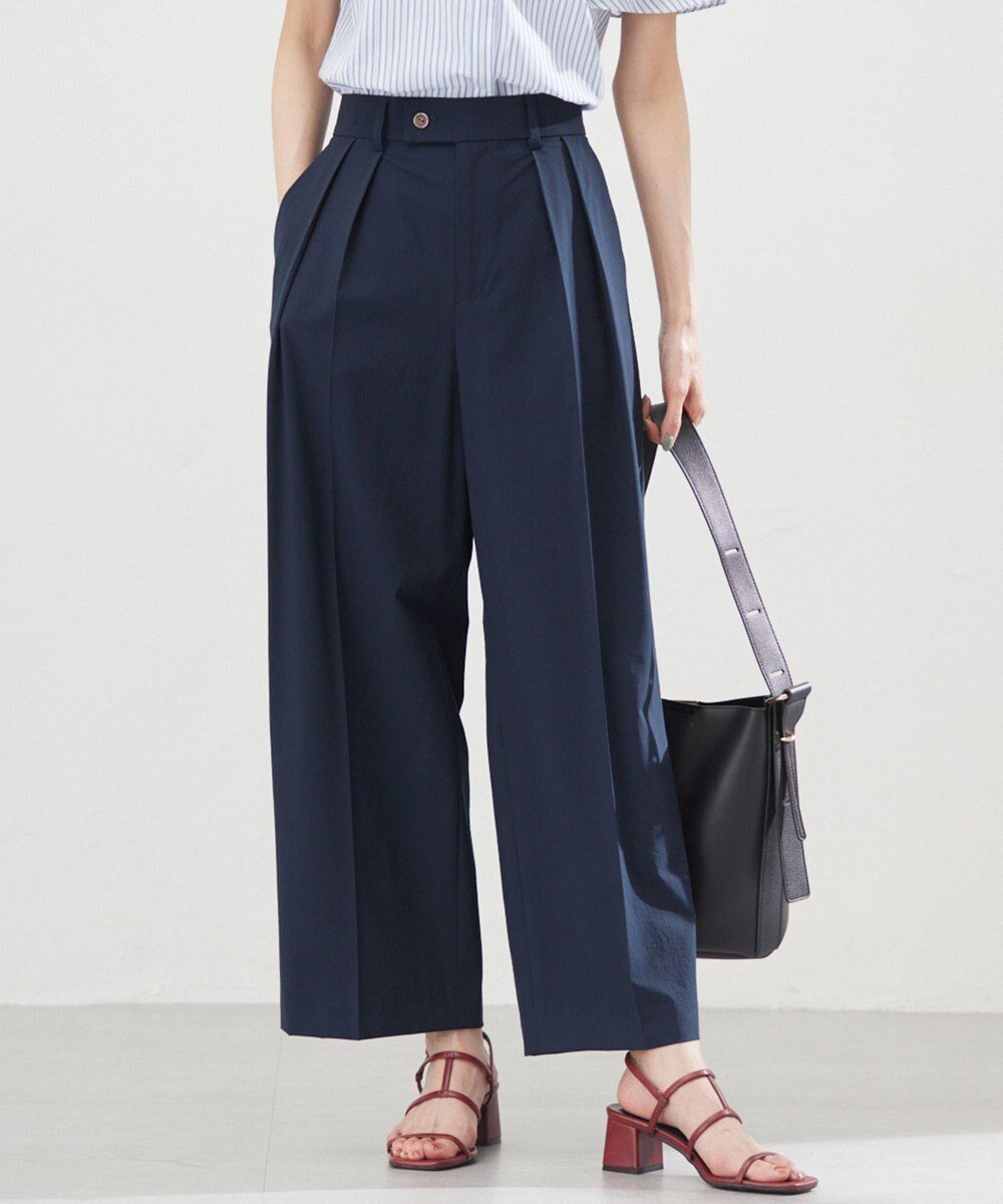 【組曲/KUMIKYOKU】のスーパーライトストレッチ ワイドパンツ インテリア・キッズ・メンズ・レディースファッション・服の通販 founy(ファニー) 　ファッション　Fashion　レディースファッション　Fashion for Women　パンツ　Pants & Trousers　春　Spring　コンパクト　Compact, Small Size　ストレッチ　Stretch, Stretchy Fabric　ストレート　Straight, Straight Cut　フィット　Fit, Slim Fit　ワイド　Wide, Wide Fit　S/S・春夏　SS, Spring/Summer, Warm Season　おすすめ　Recommended / Our Picks　夏　Summer　ネイビー系|ID: prp329100004869644 ipo3291000000036293425