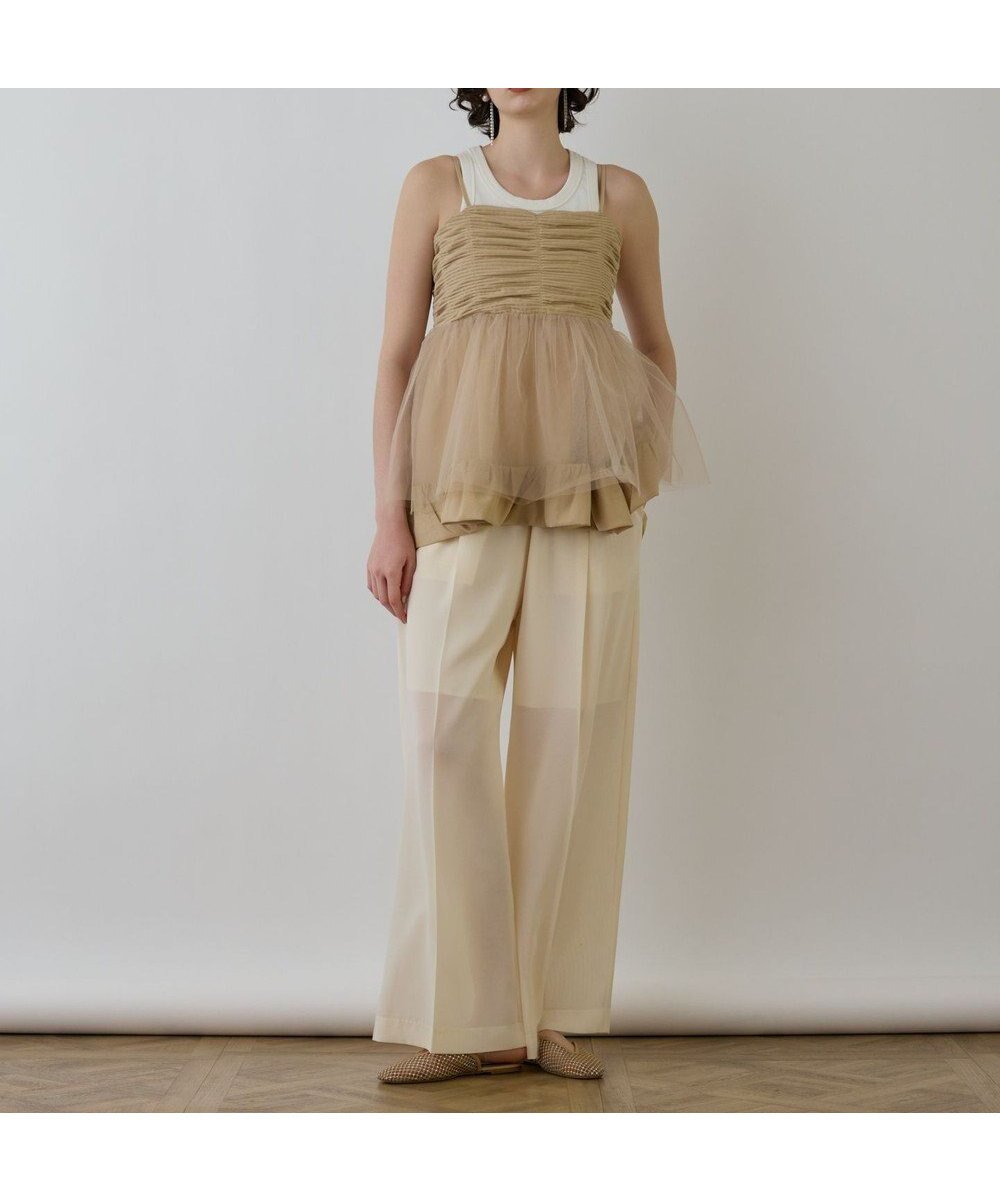 【グレース コンチネンタル/GRACE CONTINENTAL】のタフタチュールキャミ 人気、トレンドファッション・服の通販 founy(ファニー) 　ファッション　Fashion　レディースファッション　Fashion for Women　トップス・カットソー　Cut & Sew Tops　キャミソール&ノースリーブ　Camisoles & Sleeveless Tops　キャミソール　Camisole, Spaghetti Strap Top　コンパクト　Compact, Small Size　シアー　Sheer, See-Through　タフタ　Taffeta, Structured Fabric　タンク　Tank Top, Sleeveless Top　チュール　Tulip, Tulip Motif　プリーツ　Pleats, Pleated　エレガント 上品　Elegant　夏　Summer　春　Spring　S/S・春夏　SS, Spring/Summer, Warm Season　 other-1|ID: prp329100004869645 ipo3291000000036293426