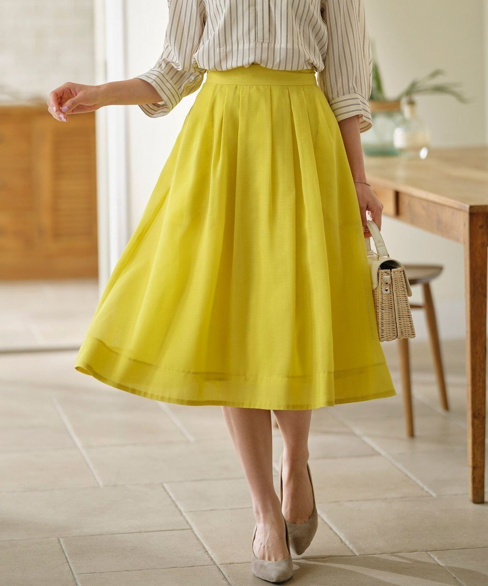 【組曲/KUMIKYOKU】の【洗える・シワになりにくい】カラーボイル シアーフレアスカート インテリア・キッズ・メンズ・レディースファッション・服の通販 founy(ファニー) 　ファッション　Fashion　レディースファッション　Fashion for Women　スカート　Skirts　Aライン・フレアスカート　A-Line & Flared Skirts　ギャザー　Gathered, Ruffled　シアー　Sheer, See-Through　トレンド　Trend, Trending Now　フレア　Flare, Flared　ランダム　Random, Irregular　リラックス　Relax, Relaxed Fit　エレガント 上品　Elegant　夏　Summer　春　Spring　S/S・春夏　SS, Spring/Summer, Warm Season　洗える　Machine Washable　イエロー系|ID: prp329100004869657 ipo3291000000036293494