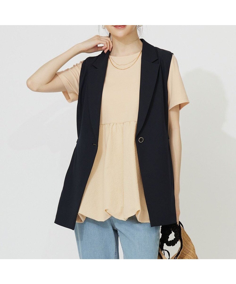 【エニィ スィス/any SiS】の【UVカット・接触冷感・吸水速乾】スマートビューティストレッチ ジレ インテリア・キッズ・メンズ・レディースファッション・服の通販 founy(ファニー) 　ファッション　Fashion　レディースファッション　Fashion for Women　アウター　Coat / Outerwear Collection　レディースジャケット・軽アウター　Jackets　ウォッシャブル　Machine Washable　春　Spring　吸水　Absorbent, Quick-Dry　ショート　Short, Short Length　ジャケット　Jacket, Outerwear　ストレッチ　Stretch, Stretchy Fabric　セットアップ　Set-Up, Coordinated Outfit　トレンド　Trend, Trending Now　フィット　Fit, Slim Fit　フェミニン　Feminine, Girly　フレア　Flare, Flared　ペプラム　Peplum, Flared Hem　ボトム　Bottoms, Lower Wear　ポケット　Pocket, Pocket Detail　ミックス　Mix, Mixed Style　ロング　Long, Long-Length　ワイド　Wide, Wide Fit　S/S・春夏　SS, Spring/Summer, Warm Season　おすすめ　Recommended / Our Picks　夏　Summer　エレガント 上品　Elegant　新作・新入荷　New Arrivals / New In　ネイビー|ID: prp329100004869663 ipo3291000000036293557