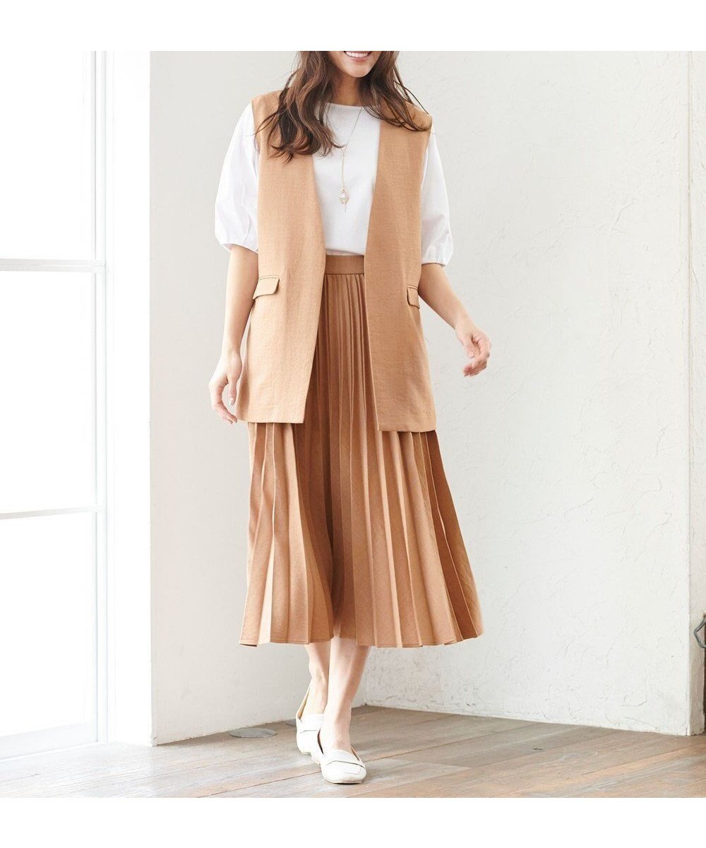 【エニー/ANY】の【ウエストゴム】リネンライクエアーヴィンテージ プリーツスカート インテリア・キッズ・メンズ・レディースファッション・服の通販 founy(ファニー) 　ファッション　Fashion　レディースファッション　Fashion for Women　スカート　Skirts　プリーツスカート / 上品フェミニンスタイル　Pleated Skirts　セットアップ　Set-Up, Coordinated Outfit　フレア　Flare, Flared　プリーツ　Pleats, Pleated　リネン　Linen, Linen Fabric　夏　Summer　春　Spring　S/S・春夏　SS, Spring/Summer, Warm Season　ライトモカ|ID: prp329100004869672 ipo3291000000036293624