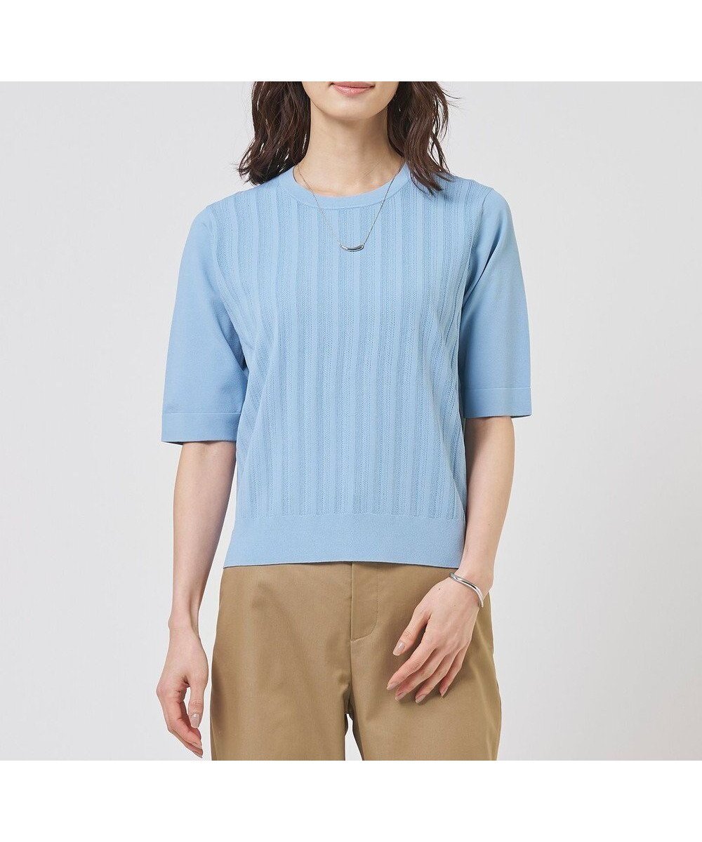 【ジェイ プレス/J.PRESS】のRayon Elite Stretch クルーネック ニット インテリア・キッズ・メンズ・レディースファッション・服の通販 founy(ファニー) 　ファッション　Fashion　レディースファッション　Fashion for Women　トップス・カットソー　Cut & Sew Tops　ニット　Knit Tops & Sweaters　アンサンブル　Ensemble Set　エレガント 上品　Elegant　春　Spring　カーディガン　Cardigan, Knitwear　ストレッチ　Stretch, Stretchy Fabric　セーター　Sweater, Knitwear　S/S・春夏　SS, Spring/Summer, Warm Season　おすすめ　Recommended / Our Picks　夏　Summer　ビジネス 仕事 通勤　Business / Work / Commuting　サックスブルー系|ID: prp329100004869676 ipo3291000000036293648