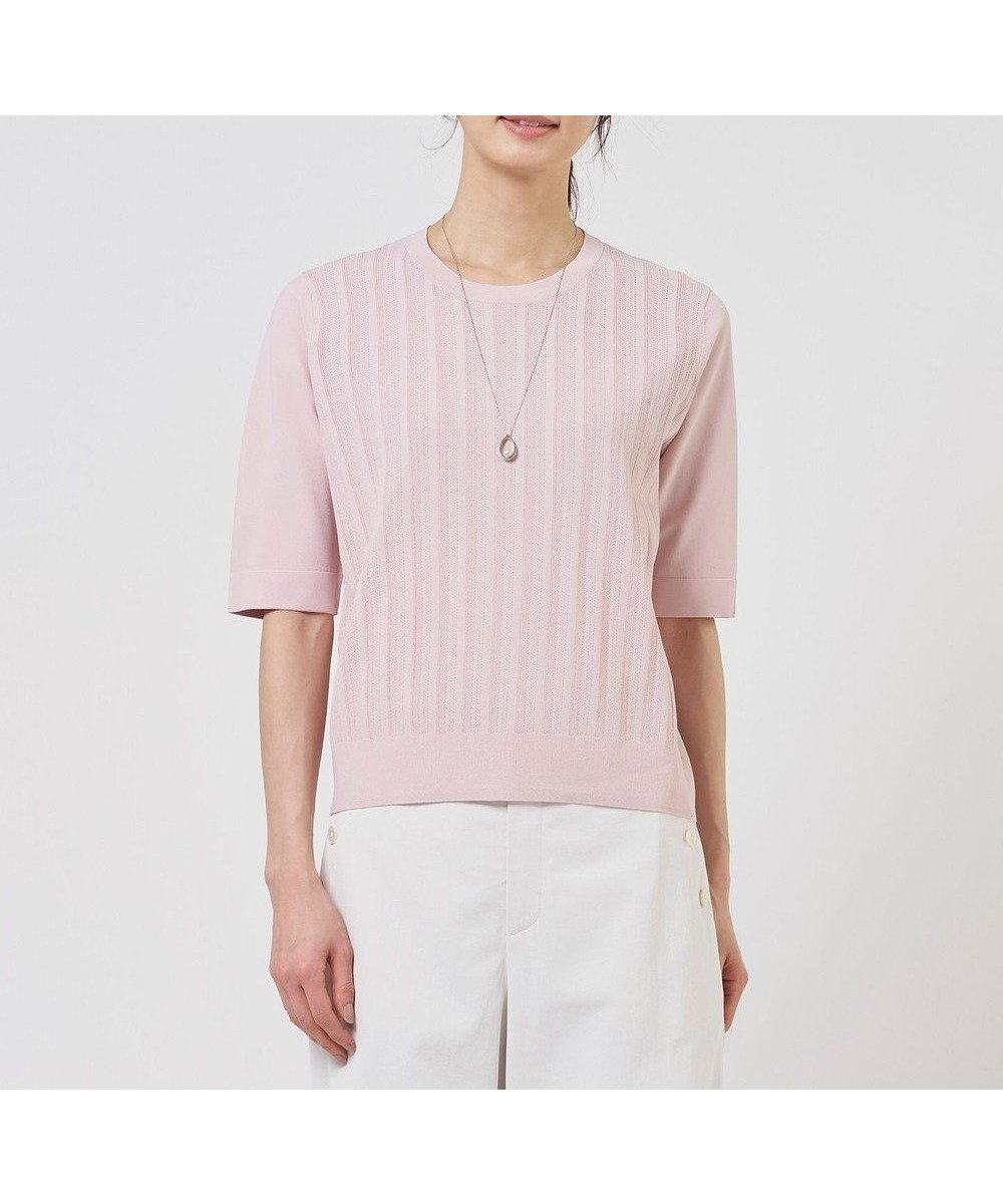【ジェイ プレス/J.PRESS】のRayon Elite Stretch クルーネック ニット インテリア・キッズ・メンズ・レディースファッション・服の通販 founy(ファニー) 　ファッション　Fashion　レディースファッション　Fashion for Women　トップス・カットソー　Cut & Sew Tops　ニット　Knit Tops & Sweaters　アンサンブル　Ensemble Set　エレガント 上品　Elegant　春　Spring　カーディガン　Cardigan, Knitwear　ストレッチ　Stretch, Stretchy Fabric　セーター　Sweater, Knitwear　S/S・春夏　SS, Spring/Summer, Warm Season　おすすめ　Recommended / Our Picks　夏　Summer　ビジネス 仕事 通勤　Business / Work / Commuting　ピンク系|ID: prp329100004869676 ipo3291000000036293649