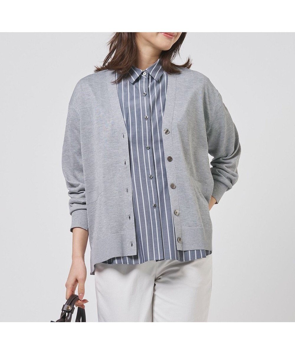【ジェイ プレス/J.PRESS】のVis/Pe スパーク ニット カーディガン インテリア・キッズ・メンズ・レディースファッション・服の通販 founy(ファニー) 　ファッション　Fashion　レディースファッション　Fashion for Women　トップス・カットソー　Cut & Sew Tops　ニット　Knit Tops & Sweaters　カーディガン・羽織り　Layered Style Cardigans　インナー　Innerwear　春　Spring　カットソー　Cut and Sewn Top　カーディガン　Cardigan, Knitwear　ドレープ　Drape, Draping Fabric　ベーシック　Basic, Essential　S/S・春夏　SS, Spring/Summer, Warm Season　夏　Summer　エレガント 上品　Elegant　ライトグレー系|ID: prp329100004869677 ipo3291000000036293653