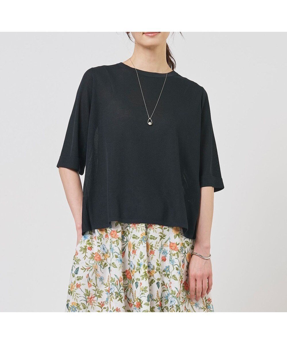 【ジェイ プレス/J.PRESS】のVis/Pe スパーク バックプリーツ ニット インテリア・キッズ・メンズ・レディースファッション・服の通販 founy(ファニー) 　ファッション　Fashion　レディースファッション　Fashion for Women　トップス・カットソー　Cut & Sew Tops　ニット　Knit Tops & Sweaters　春　Spring　シンプル　Simple, Minimal　セーター　Sweater, Knitwear　ドレープ　Drape, Draping Fabric　バランス　Balance, Style Balance　フロント　Front, Front Design　プリーツ　Pleats, Pleated　リラックス　Relax, Relaxed Fit　ワイド　Wide, Wide Fit　S/S・春夏　SS, Spring/Summer, Warm Season　おすすめ　Recommended / Our Picks　夏　Summer　エレガント 上品　Elegant　ネイビー系|ID: prp329100004869678 ipo3291000000036293656