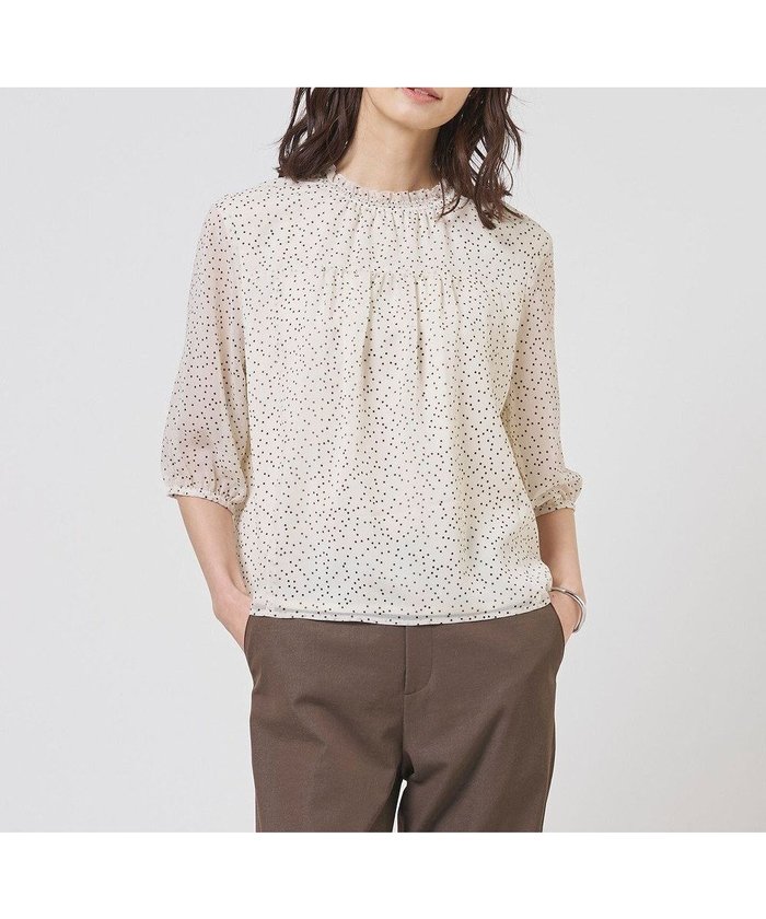 【ジェイ プレス/J.PRESS】のシアードットプリント カットソー インテリア・キッズ・メンズ・レディースファッション・服の通販 founy(ファニー) https://founy.com/ ファッション Fashion レディースファッション Fashion for Women トップス・カットソー Cut & Sew Tops シャツ・ブラウス・オフィスカジュアル Elegant Blouses & Button-Ups ロングTシャツ・Tシャツ Longline T-Shirts & Tees カットソー・ベーシックTシャツ Cut-and-Sewn Tops / Stretch Tees & Basics エアリー Airy Texture エレガント 上品 Elegant 春 Spring カットソー Cut and Sewn Top ギャザー Gathered, Ruffled シアー Sheer, See-Through ドット Polka Dot, Dot Pattern フリル Frill, Ruffle プリント Print, Printed Pattern ヨーク Yoke, Yoke Design ランダム Random, Irregular S/S・春夏 SS, Spring/Summer, Warm Season 夏 Summer |ID: prp329100004869680 ipo3291000000036293662