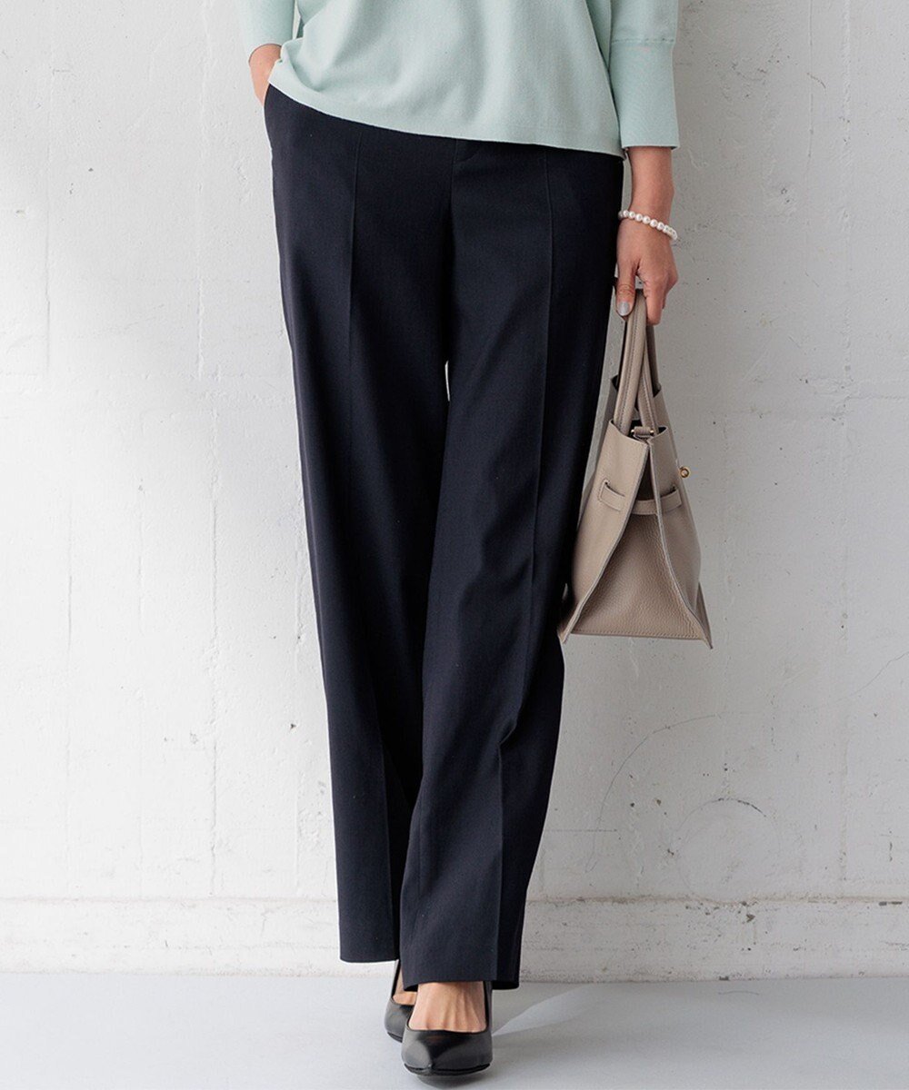 【23区/NIJYUSANKU】の【洗える/セットアップ対応】アイアスマットストレッチ セミワイド パンツ インテリア・キッズ・メンズ・レディースファッション・服の通販 founy(ファニー) 　ファッション　Fashion　レディースファッション　Fashion for Women　セットアップ　Matching Sets　レディースパンツ・ボトムス　Pants & Trousers / Bottoms　春　Spring　洗える　Machine Washable　ジャケット　Jacket, Outerwear　ストレッチ　Stretch, Stretchy Fabric　セットアップ　Set-Up, Coordinated Outfit　テーパード　Tapered, Tapered Pants　テーラード　Tailored, Tailored Fit　フレア　Flare, Flared　ワイド　Wide, Wide Fit　S/S・春夏　SS, Spring/Summer, Warm Season　夏　Summer　2024年　2024　2024春夏・S/S　Spring/Summer 2024 SS24　エレガント 上品　Elegant　ネイビー系|ID: prp329100004869685 ipo3291000000036293683