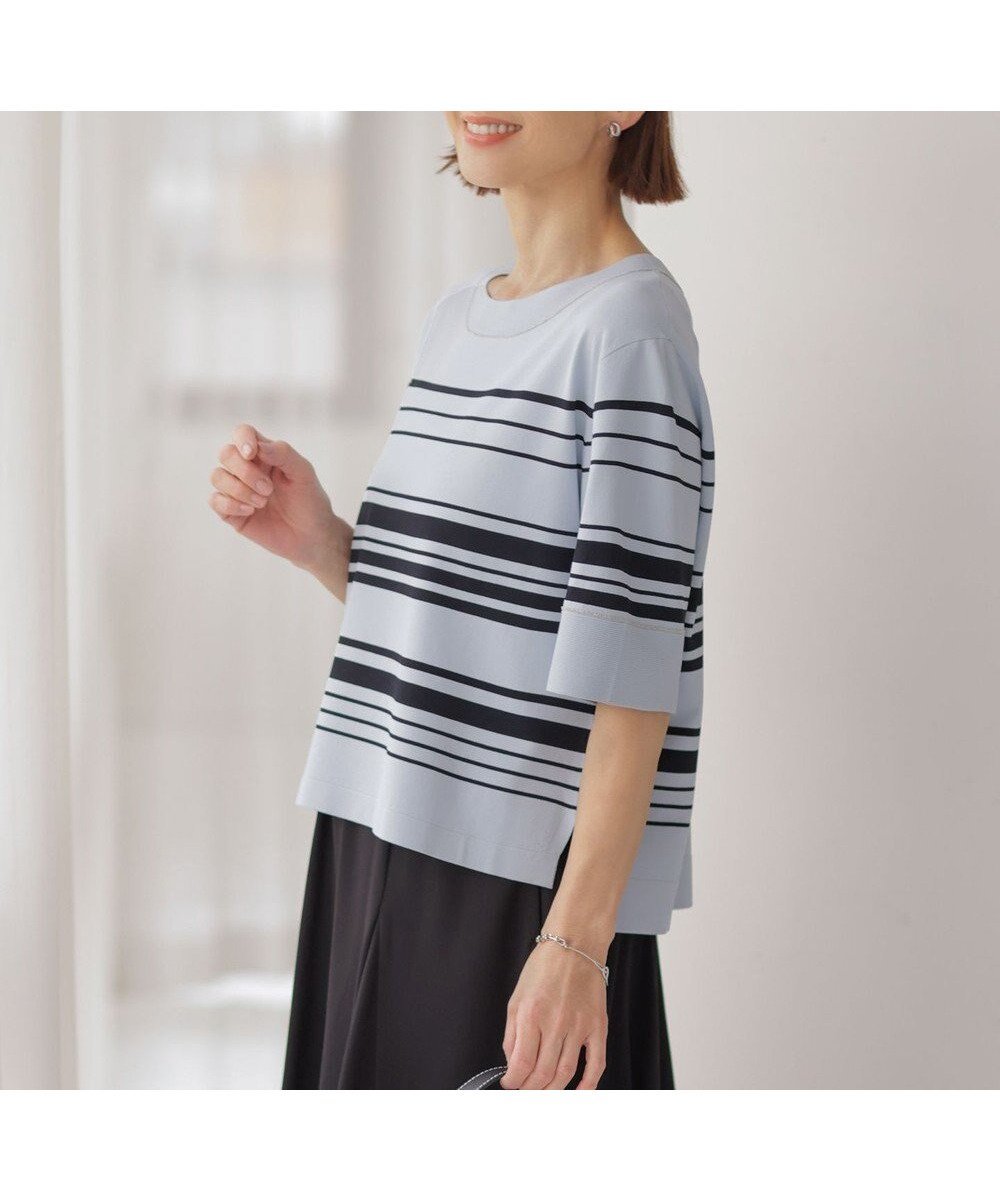 【ジェイ プレス/J.PRESS】の【洗える】RAYON ELITE STRETCH ボーダー ニットT 人気、トレンドファッション・服の通販 founy(ファニー) 　ファッション　Fashion　レディースファッション　Fashion for Women　トップス・カットソー　Cut & Sew Tops　ニット　Knit Tops & Sweaters　おすすめ　Recommended / Our Picks　エレガント 上品　Elegant　シンプル　Simple, Minimal　ストレッチ　Stretch, Stretchy Fabric　セーター　Sweater, Knitwear　トレンド　Trend, Trending Now　バランス　Balance, Style Balance　フィット　Fit, Slim Fit　ボーダー　Border, Stripe　夏　Summer　春　Spring　S/S・春夏　SS, Spring/Summer, Warm Season　洗える　Machine Washable　 other-1|ID: prp329100004869686 ipo3291000000036293687