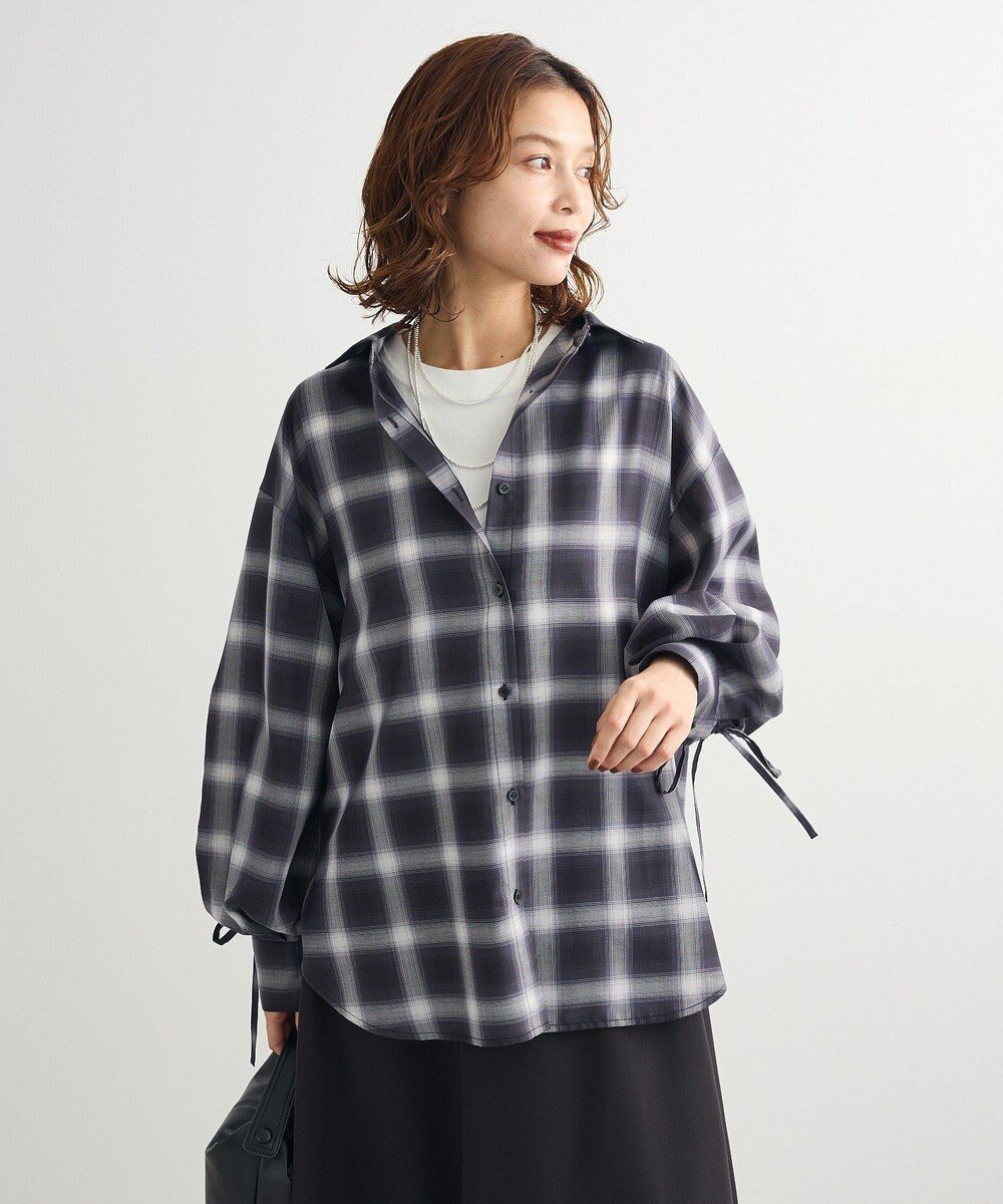 【グリーンパークス/Green Parks】の・ELENCARE DUE チェックギャザーシャツ インテリア・キッズ・メンズ・レディースファッション・服の通販 founy(ファニー) 　ファッション　Fashion　レディースファッション　Fashion for Women　トップス・カットソー　Cut & Sew Tops　シャツ・ブラウス・オフィスカジュアル　Elegant Blouses & Button-Ups　おすすめ　Recommended / Our Picks　ギャザー　Gathered, Ruffled　シャーリング　Shirring, Ruched　チェック　Check, Plaid, Tartan　フェミニン　Feminine, Girly　ボトム　Bottoms, Lower Wear　ポケット　Pocket, Pocket Detail　リボン　Ribbon, Bow　夏　Summer　S/S・春夏　SS, Spring/Summer, Warm Season　A/W・秋冬　Autumn/Winter　Black|ID: prp329100004869868 ipo3291000000036295002