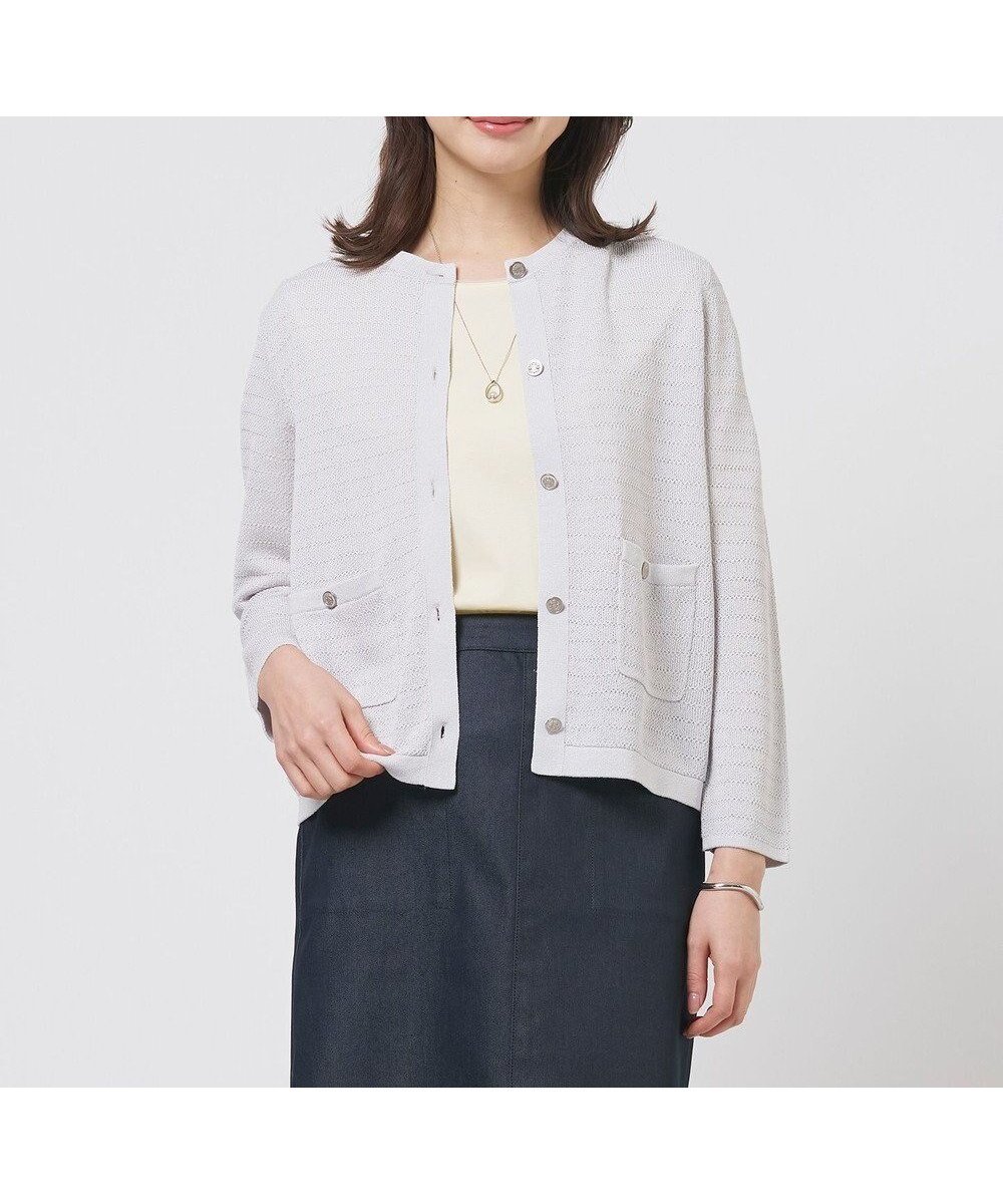 【ジェイ プレス/J.PRESS】のPaper Blend Summer ニット ジャケット インテリア・キッズ・メンズ・レディースファッション・服の通販 founy(ファニー) 　ファッション　Fashion　レディースファッション　Fashion for Women　アウター　Coat / Outerwear Collection　レディースジャケット・軽アウター　Jackets　春　Spring　クラシカル　Classical, Vintage-Inspired　コンパクト　Compact, Small Size　ジャケット　Jacket, Outerwear　セーター　Sweater, Knitwear　フロント　Front, Front Design　メタル　Metal, Metal Parts　S/S・春夏　SS, Spring/Summer, Warm Season　夏　Summer　エレガント 上品　Elegant　ビジネス 仕事 通勤　Business / Work / Commuting　ライトグレー系|ID: prp329100004869870 ipo3291000000036295020