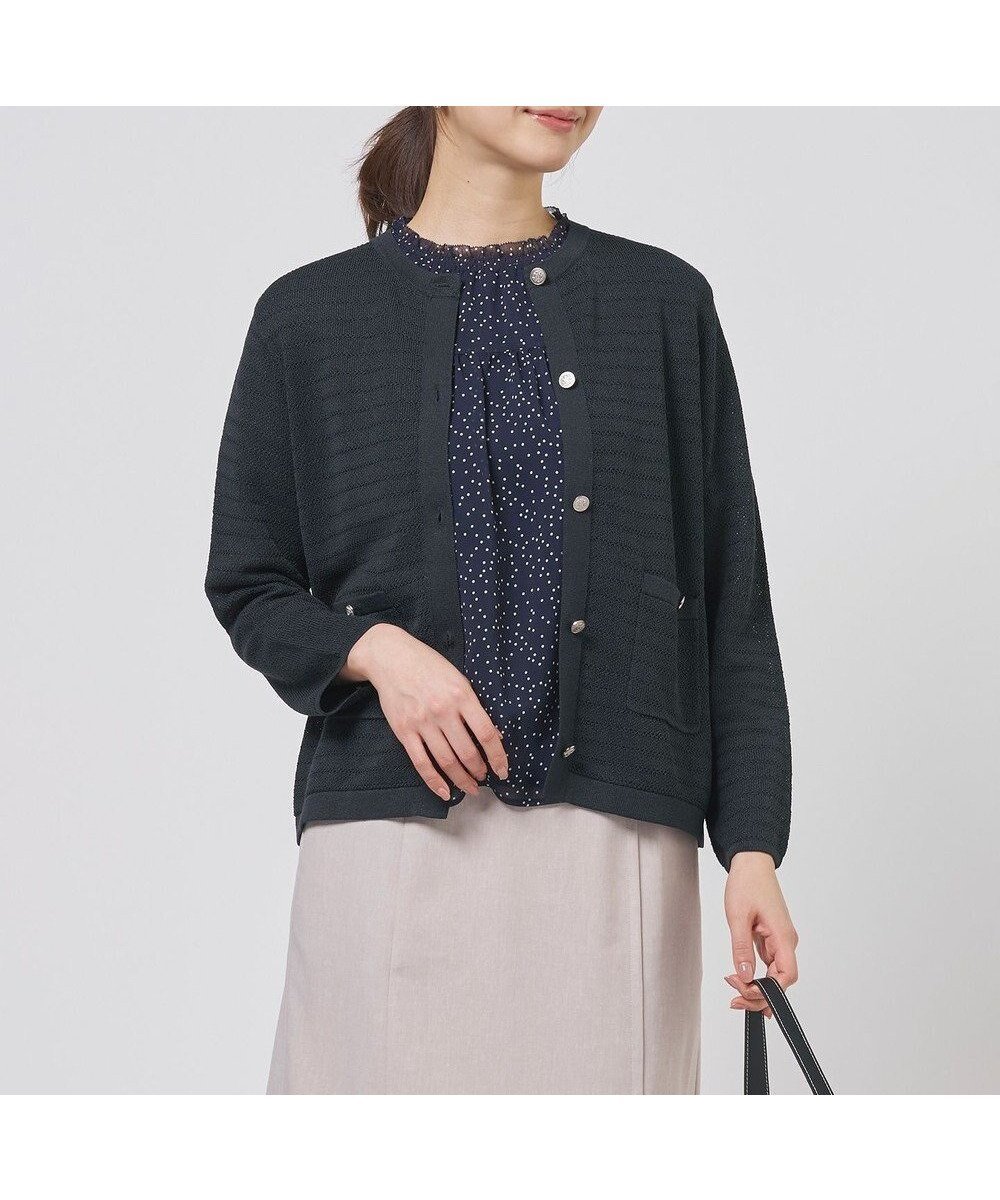 【ジェイ プレス/J.PRESS】のPaper Blend Summer ニット ジャケット インテリア・キッズ・メンズ・レディースファッション・服の通販 founy(ファニー) 　ファッション　Fashion　レディースファッション　Fashion for Women　アウター　Coat / Outerwear Collection　レディースジャケット・軽アウター　Jackets　春　Spring　クラシカル　Classical, Vintage-Inspired　コンパクト　Compact, Small Size　ジャケット　Jacket, Outerwear　セーター　Sweater, Knitwear　フロント　Front, Front Design　メタル　Metal, Metal Parts　S/S・春夏　SS, Spring/Summer, Warm Season　夏　Summer　エレガント 上品　Elegant　ビジネス 仕事 通勤　Business / Work / Commuting　ネイビー系|ID: prp329100004869870 ipo3291000000036295021