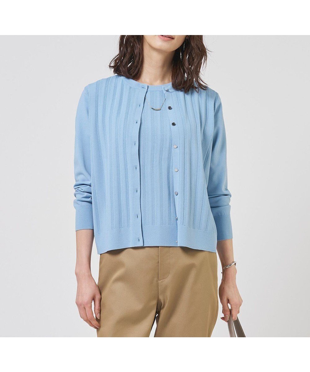 【ジェイ プレス/J.PRESS】のRayon Elite Stretch クルーネック カーディガン 人気、トレンドファッション・服の通販 founy(ファニー) 　ファッション　Fashion　レディースファッション　Fashion for Women　トップス・カットソー　Cut & Sew Tops　カーディガン・羽織り　Layered Style Cardigans　アンサンブル　Ensemble Set　インナー　Innerwear　エレガント 上品　Elegant　春　Spring　カーディガン　Cardigan, Knitwear　ジャケット　Jacket, Outerwear　ストレッチ　Stretch, Stretchy Fabric　メタル　Metal, Metal Parts　S/S・春夏　SS, Spring/Summer, Warm Season　おすすめ　Recommended / Our Picks　夏　Summer　ビジネス 仕事 通勤　Business / Work / Commuting　 other-1|ID: prp329100004869871 ipo3291000000036295022