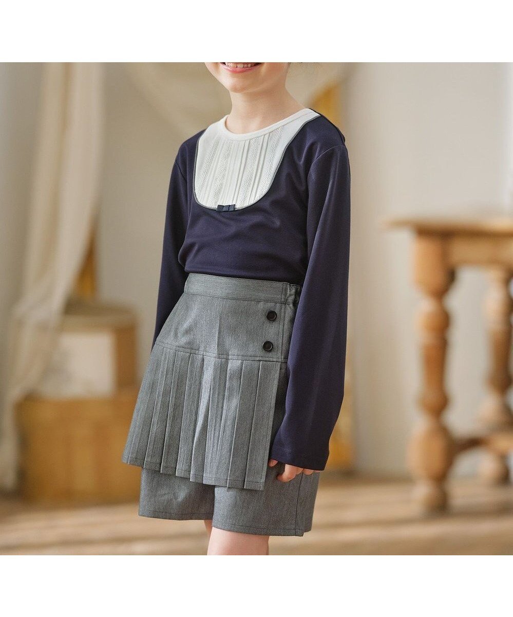 【組曲 / KIDS/KUMIKYOKU】の【110-140㎝】【接触冷感・UVカット】サラリとヨークデザイン トップス インテリア・キッズ・メンズ・レディースファッション・服の通販 founy(ファニー) 　ファッション　Fashion　キッズファッション　Fashion for Kids　トップス・カットソー　Cut & Sew Tops　カットソー　Cut and Sewn Top　クラシカル　Classical, Vintage-Inspired　シンプル　Simple, Minimal　ヨーク　Yoke, Yoke Design　ラベンダー　Lavender　リボン　Ribbon, Bow　エレガント 上品　Elegant　A/W・秋冬　Autumn/Winter　ネイビー|ID: prp329100004869883 ipo3291000000036295069