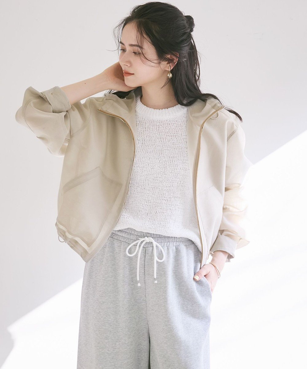 【23区/NIJYUSANKU】の【SLOW/一部店舗限定】シアーフォルム ブルゾン インテリア・キッズ・メンズ・レディースファッション・服の通販 founy(ファニー) 　ファッション　Fashion　レディースファッション　Fashion for Women　アウター　Coat / Outerwear Collection　レディースジャケット・軽アウター　Jackets　ブルゾンジャケット・スポーティアウター　Blouson Jackets　オーガンジー　Organza Fabric　春　Spring　シアー　Sheer, See-Through　ジャケット　Jacket, Outerwear　バランス　Balance, Style Balance　フォルム　Silhouette, Form　ブルゾン　Blouson, Bomber Jacket　S/S・春夏　SS, Spring/Summer, Warm Season　夏　Summer　2025年　2025　2025春夏・S/S　Spring/Summer 2025 SS25　ベージュ系|ID: prp329100004869938 ipo3291000000036295293