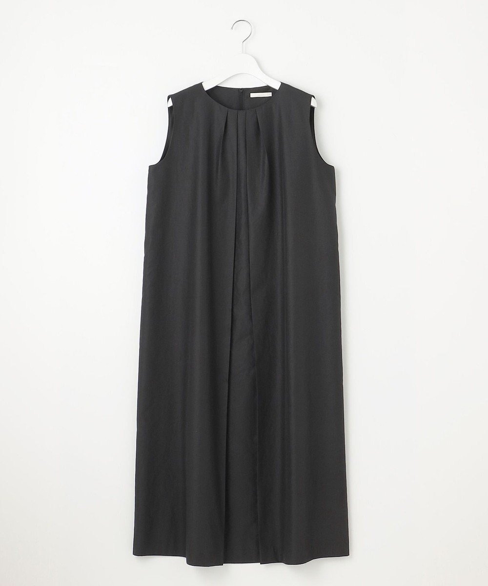 【自由区/JIYU-KU】の【WEB限定カラーあり・洗える】タッサーポプリンノースリーブ ワンピース インテリア・キッズ・メンズ・レディースファッション・服の通販 founy(ファニー) 　ファッション　Fashion　レディースファッション　Fashion for Women　ワンピース　Dresses　カーディガン　Cardigan, Knitwear　グログラン　Grosgrain, Grosgrain Ribbon　ジャケット　Jacket, Outerwear　タフタ　Taffeta, Structured Fabric　ノースリーブ　Sleeveless, No-Sleeve　ロング　Long, Long-Length　ヴィンテージ　Vintage Style　エレガント 上品　Elegant　夏　Summer　春　Spring　S/S・春夏　SS, Spring/Summer, Warm Season　洗える　Machine Washable　ブラック|ID: prp329100004869941 ipo3291000000036295314