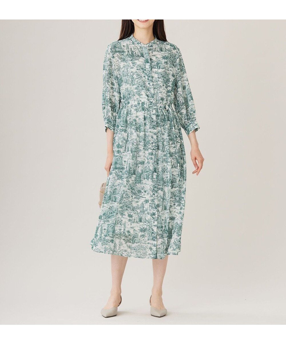 【自由区/JIYU-KU】の【洗える】ランドスケーププリント ワンピース インテリア・キッズ・メンズ・レディースファッション・服の通販 founy(ファニー) 　ファッション　Fashion　レディースファッション　Fashion for Women　ワンピース　Dresses　オリエンタル　Oriental Pattern　カフス　Cuff Design　シフォン　Chiffon, Lightweight Fabric　プリント　Print, Printed Pattern　モチーフ　Motif, Design Theme　ロング　Long, Long-Length　エレガント 上品　Elegant　夏　Summer　洗える　Machine Washable　秋　Autumn　A/W・秋冬　Autumn/Winter　ボトルグリーン|ID: prp329100004869944 ipo3291000000036295330