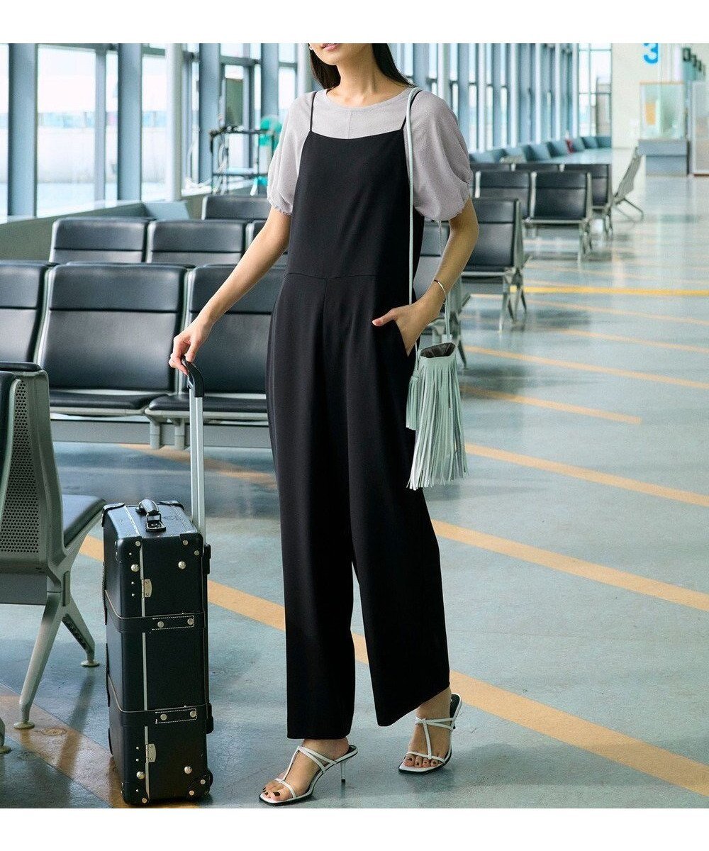 【23区/NIJYUSANKU】の【一部店舗限定/吸水速乾/UVカット/接触冷感/洗える】ストレッチジョーゼット オールインワン インテリア・キッズ・メンズ・レディースファッション・服の通販 founy(ファニー) 　ファッション　Fashion　レディースファッション　Fashion for Women　ワンピース　Dresses　オールインワン・ワンピース　Dresses and Jumpsuits　サロペット&オールインワン　Dungarees & Jumpsuit Styles　インナー　Innerwear　エレガント 上品　Elegant　春　Spring　洗える　Machine Washable　カットソー　Cut and Sewn Top　ギャザー　Gathered, Ruffled　吸水　Absorbent, Quick-Dry　サロペット　Overalls, Salopette　ジャケット　Jacket, Outerwear　ジョーゼット　Georgette, Semi-Sheer Fabric　ストレッチ　Stretch, Stretchy Fabric　セットアップ　Set-Up, Coordinated Outfit　定番　Standard, Basic Item　ベーシック　Basic, Essential　ラップ　Wrap, Wrap Design　レギュラー　Regular, Standard Fit　S/S・春夏　SS, Spring/Summer, Warm Season　おすすめ　Recommended / Our Picks　夏　Summer　2025年　2025　2025春夏・S/S　Spring/Summer 2025 SS25　ブラック系|ID: prp329100004869947 ipo3291000000036295342