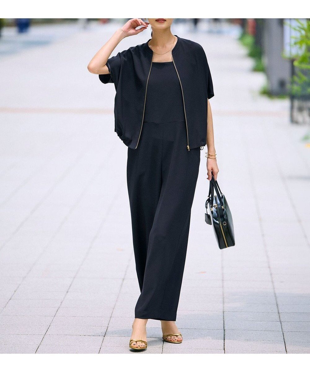 【23区/NIJYUSANKU】の【一部店舗限定/吸水速乾/UVカット/接触冷感/洗える】ストレッチジョーゼット オールインワン インテリア・キッズ・メンズ・レディースファッション・服の通販 founy(ファニー) 　ファッション　Fashion　レディースファッション　Fashion for Women　ワンピース　Dresses　オールインワン・ワンピース　Dresses and Jumpsuits　サロペット&オールインワン　Dungarees & Jumpsuit Styles　インナー　Innerwear　エレガント 上品　Elegant　春　Spring　洗える　Machine Washable　カットソー　Cut and Sewn Top　ギャザー　Gathered, Ruffled　吸水　Absorbent, Quick-Dry　サロペット　Overalls, Salopette　ジャケット　Jacket, Outerwear　ジョーゼット　Georgette, Semi-Sheer Fabric　ストレッチ　Stretch, Stretchy Fabric　セットアップ　Set-Up, Coordinated Outfit　定番　Standard, Basic Item　ベーシック　Basic, Essential　ラップ　Wrap, Wrap Design　レギュラー　Regular, Standard Fit　S/S・春夏　SS, Spring/Summer, Warm Season　おすすめ　Recommended / Our Picks　夏　Summer　2025年　2025　2025春夏・S/S　Spring/Summer 2025 SS25　ネイビー系|ID: prp329100004869947 ipo3291000000036295343