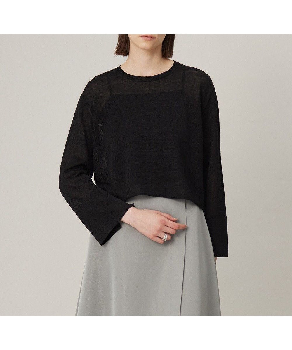 【アイシービー/iCB】の【洗える】 リネンレーヨンハイゲージ クロップドプルオーバー インテリア・キッズ・メンズ・レディースファッション・服の通販 founy(ファニー) 　ファッション　Fashion　レディースファッション　Fashion for Women　トップス・カットソー　Cut & Sew Tops　ニット　Knit Tops & Sweaters　カジュアルプルオーバー・ニットトップス　Pullovers & Knit Tops / Casual Pullovers　春　Spring　洗える　Machine Washable　カフス　Cuff Design　クロップド　Cropped, Short Length　シャンブレー　Chambray, Denim-Like Fabric　シンプル　Simple, Minimal　スタイリッシュ　Stylish, Fashionable　スリット　Slit, Slit Detail　スリーブ　Sleeve, Long Sleeve / Short Sleeve　セーター　Sweater, Knitwear　ドレープ　Drape, Draping Fabric　バランス　Balance, Style Balance　ボトム　Bottoms, Lower Wear　メランジ　Melange, Mixed Yarn　リネン　Linen, Linen Fabric　ワイド　Wide, Wide Fit　S/S・春夏　SS, Spring/Summer, Warm Season　夏　Summer　2025年　2025　2025春夏・S/S　Spring/Summer 2025 SS25　ブラック系|ID: prp329100004869952 ipo3291000000036295366