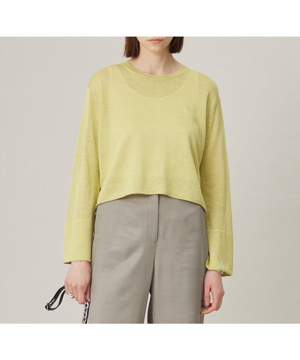 【アイシービー/iCB】の【洗える】 リネンレーヨンハイゲージ クロップドプルオーバー インテリア・キッズ・メンズ・レディースファッション・服の通販 founy(ファニー) 　ファッション　Fashion　レディースファッション　Fashion for Women　トップス・カットソー　Cut & Sew Tops　ニット　Knit Tops & Sweaters　カジュアルプルオーバー・ニットトップス　Pullovers & Knit Tops / Casual Pullovers　春　Spring　洗える　Machine Washable　カフス　Cuff Design　クロップド　Cropped, Short Length　シャンブレー　Chambray, Denim-Like Fabric　シンプル　Simple, Minimal　スタイリッシュ　Stylish, Fashionable　スリット　Slit, Slit Detail　スリーブ　Sleeve, Long Sleeve / Short Sleeve　セーター　Sweater, Knitwear　ドレープ　Drape, Draping Fabric　バランス　Balance, Style Balance　ボトム　Bottoms, Lower Wear　メランジ　Melange, Mixed Yarn　リネン　Linen, Linen Fabric　ワイド　Wide, Wide Fit　S/S・春夏　SS, Spring/Summer, Warm Season　夏　Summer　2025年　2025　2025春夏・S/S　Spring/Summer 2025 SS25　レモンイエロー系|ID: prp329100004869952 ipo3291000000036295368