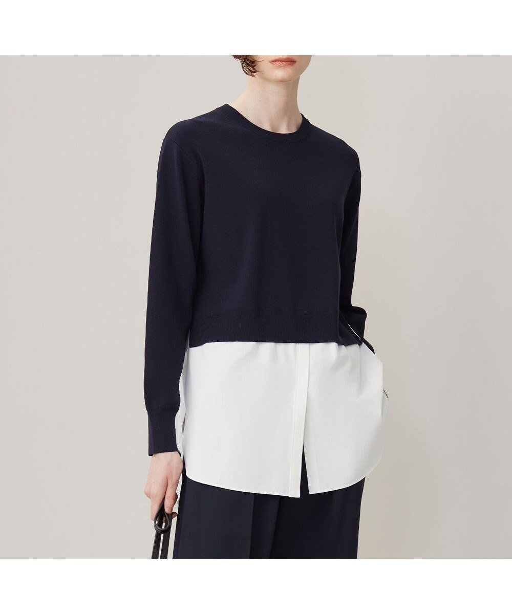 【アイシービー/iCB】の【WEB 一部店舗限定カラーあり】クロスコンビ ニットプルオーバー インテリア・キッズ・メンズ・レディースファッション・服の通販 founy(ファニー) 　ファッション　Fashion　レディースファッション　Fashion for Women　トップス・カットソー　Cut & Sew Tops　ニット　Knit Tops & Sweaters　カジュアルプルオーバー・ニットトップス　Pullovers & Knit Tops / Casual Pullovers　インナー　Innerwear　クロップド　Cropped, Short Length　コンパクト　Compact, Small Size　コンビ　Combo, Combination Style　ジャケット　Jacket, Outerwear　ストレッチ　Stretch, Stretchy Fabric　セーター　Sweater, Knitwear　ダブル　Double, Double-Breasted　ツイル　Twist, Twisted Detail　トレンド　Trend, Trending Now　ドッキング　Docking, Mixed Material　人気　Popular, Best Seller　A/W・秋冬　Autumn/Winter　2024年　2024　2024-2025秋冬・A/W　Autumn/Winter 2024–25 AW24–25　ネイビー系|ID: prp329100004869966 ipo3291000000036295444