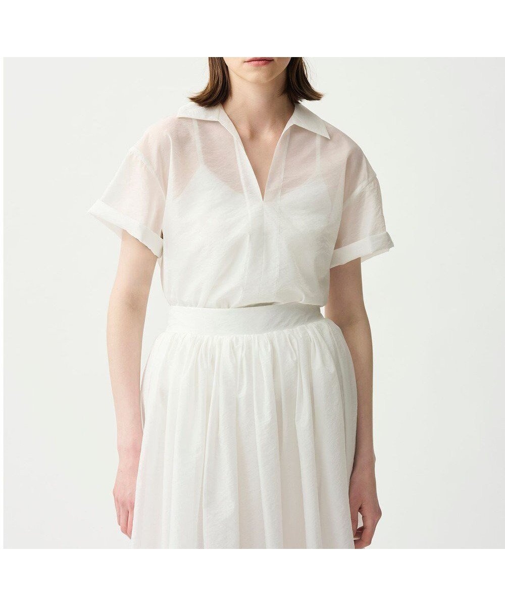 【アンクレイヴ/uncrave】のシアー オーガンジー ショート シャツ 人気、トレンドファッション・服の通販 founy(ファニー) 　ファッション　Fashion　レディースファッション　Fashion for Women　トップス・カットソー　Cut & Sew Tops　シャツ・ブラウス・オフィスカジュアル　Elegant Blouses & Button-Ups　インナー　Innerwear　エアリー　Airy Texture　オーガンジー　Organza Fabric　春　Spring　サマー　Summer, Summer Style　シアー　Sheer, See-Through　ショート　Short, Short Length　シンプル　Simple, Minimal　スキッパー　Skipper, Open Collar　セットアップ　Set-Up, Coordinated Outfit　ドレス　Dress, One-Piece　フレア　Flare, Flared　ブライト　Bright, Shiny　ペプラム　Peplum, Flared Hem　S/S・春夏　SS, Spring/Summer, Warm Season　夏　Summer　エレガント 上品　Elegant　 other-1|ID: prp329100004869969 ipo3291000000036295456