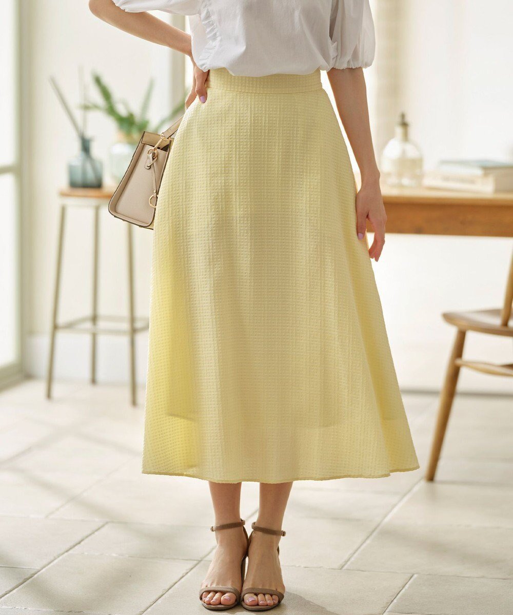【組曲/KUMIKYOKU】のステッチストライプドビー フレアスカート インテリア・キッズ・メンズ・レディースファッション・服の通販 founy(ファニー) 　ファッション　Fashion　レディースファッション　Fashion for Women　スカート　Skirts　Aライン・フレアスカート　A-Line & Flared Skirts　ギャザー　Gathered, Ruffled　ストライプ　Stripe, Striped Pattern　フレア　Flare, Flared　夏　Summer　春　Spring　S/S・春夏　SS, Spring/Summer, Warm Season　シェルイエロー系|ID: prp329100004869979 ipo3291000000036295525