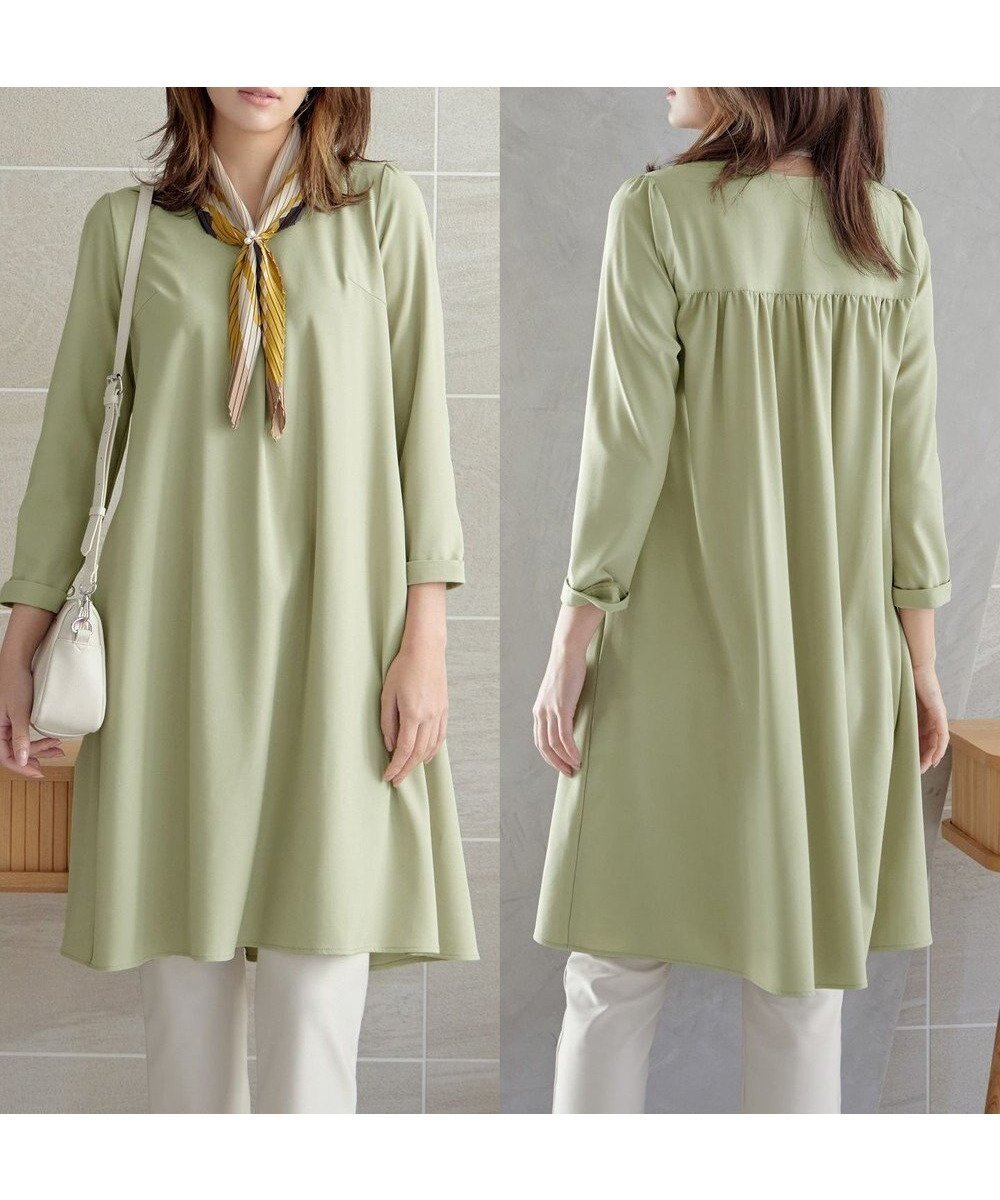 【ティアクラッセ/Tiaclasse】の【洗える】バックギャザーハートネックAラインワンピース インテリア・キッズ・メンズ・レディースファッション・服の通販 founy(ファニー) 　ファッション　Fashion　レディースファッション　Fashion for Women　ワンピース　Dresses　Aラインワンピース・フレアシルエット　A-Line Dresses / Flared Silhouette Dresses　アクセサリー　Fashion Accessories　ウォッシャブル　Machine Washable　春　Spring　洗える　Machine Washable　カーディガン　Cardigan, Knitwear　ギャザー　Gathered, Ruffled　ジョーゼット　Georgette, Semi-Sheer Fabric　チュニック　Tunic, Long Top　フェミニン　Feminine, Girly　ポケット　Pocket, Pocket Detail　ミドル　Middle Length, Mid Height　無地　Plain, Solid Color　ヨーク　Yoke, Yoke Design　S/S・春夏　SS, Spring/Summer, Warm Season　再入荷　Restock / Back in Stock　夏　Summer　エレガント 上品　Elegant　新作・新入荷　New Arrivals / New In　ミント|ID: prp329100004869981 ipo3291000000036295545