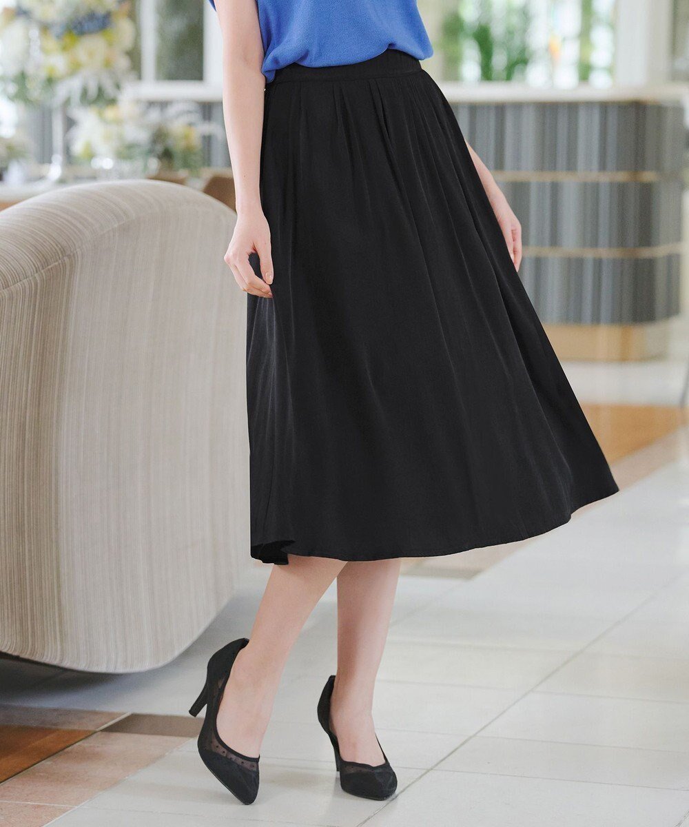 【ティアクラッセ/Tiaclasse】のパニエ付きフレアスカート インテリア・キッズ・メンズ・レディースファッション・服の通販 founy(ファニー) 　ファッション　Fashion　レディースファッション　Fashion for Women　スカート　Skirts　Aライン・フレアスカート　A-Line & Flared Skirts　アクセサリー　Fashion Accessories　春　Spring　洗える　Machine Washable　秋　Autumn　カーディガン　Cardigan, Knitwear　ギャザー　Gathered, Ruffled　チュニック　Tunic, Long Top　定番　Standard, Basic Item　フェミニン　Feminine, Girly　フォーマル　Formal, Dressy　フレア　Flare, Flared　ポケット　Pocket, Pocket Detail　楽ちん　Easy Fit, Comfortable　冬　Winter / This Winter　S/S・春夏　SS, Spring/Summer, Warm Season　再入荷　Restock / Back in Stock　夏　Summer　エレガント 上品　Elegant　新作・新入荷　New Arrivals / New In　ビジネス 仕事 通勤　Business / Work / Commuting　ブラック|ID: prp329100004869982 ipo3291000000036295550