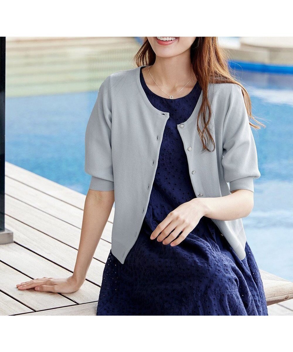 【ティアクラッセ/Tiaclasse】の【洗える】ハーフスリーブサマーニットカーディガン インテリア・キッズ・メンズ・レディースファッション・服の通販 founy(ファニー) 　ファッション　Fashion　レディースファッション　Fashion for Women　トップス・カットソー　Cut & Sew Tops　ニット　Knit Tops & Sweaters　カーディガン・羽織り　Layered Style Cardigans　カーディガン　Cardigan, Knitwear　クール　Cool, Chic　スリーブ　Sleeve, Long Sleeve / Short Sleeve　フェミニン　Feminine, Girly　ポケット　Pocket, Pocket Detail　ラウンド　Round, Round Neck　半袖　Short Sleeve, Half Sleeve　夏　Summer　春　Spring　S/S・春夏　SS, Spring/Summer, Warm Season　洗える　Machine Washable　グレー|ID: prp329100004869987 ipo3291000000036295589