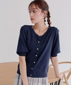 【ティアクラッセ/Tiaclasse】の【洗える】ハーフスリーブサマーニットカーディガン ネイビー|ID: prp329100004869987 ipo3291000000036295593