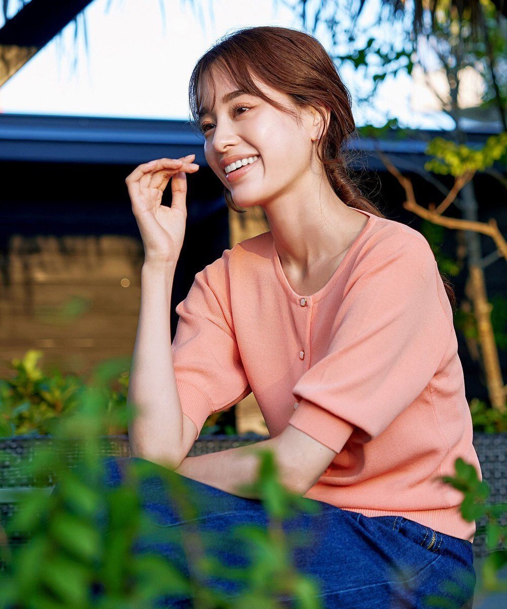 【ティアクラッセ/Tiaclasse】の【洗える】ハーフスリーブサマーニットカーディガン インテリア・キッズ・メンズ・レディースファッション・服の通販 founy(ファニー) 　ファッション　Fashion　レディースファッション　Fashion for Women　トップス・カットソー　Cut & Sew Tops　ニット　Knit Tops & Sweaters　カーディガン・羽織り　Layered Style Cardigans　カーディガン　Cardigan, Knitwear　クール　Cool, Chic　スリーブ　Sleeve, Long Sleeve / Short Sleeve　フェミニン　Feminine, Girly　ポケット　Pocket, Pocket Detail　ラウンド　Round, Round Neck　半袖　Short Sleeve, Half Sleeve　夏　Summer　春　Spring　S/S・春夏　SS, Spring/Summer, Warm Season　洗える　Machine Washable　コーラル|ID: prp329100004869987 ipo3291000000036295594