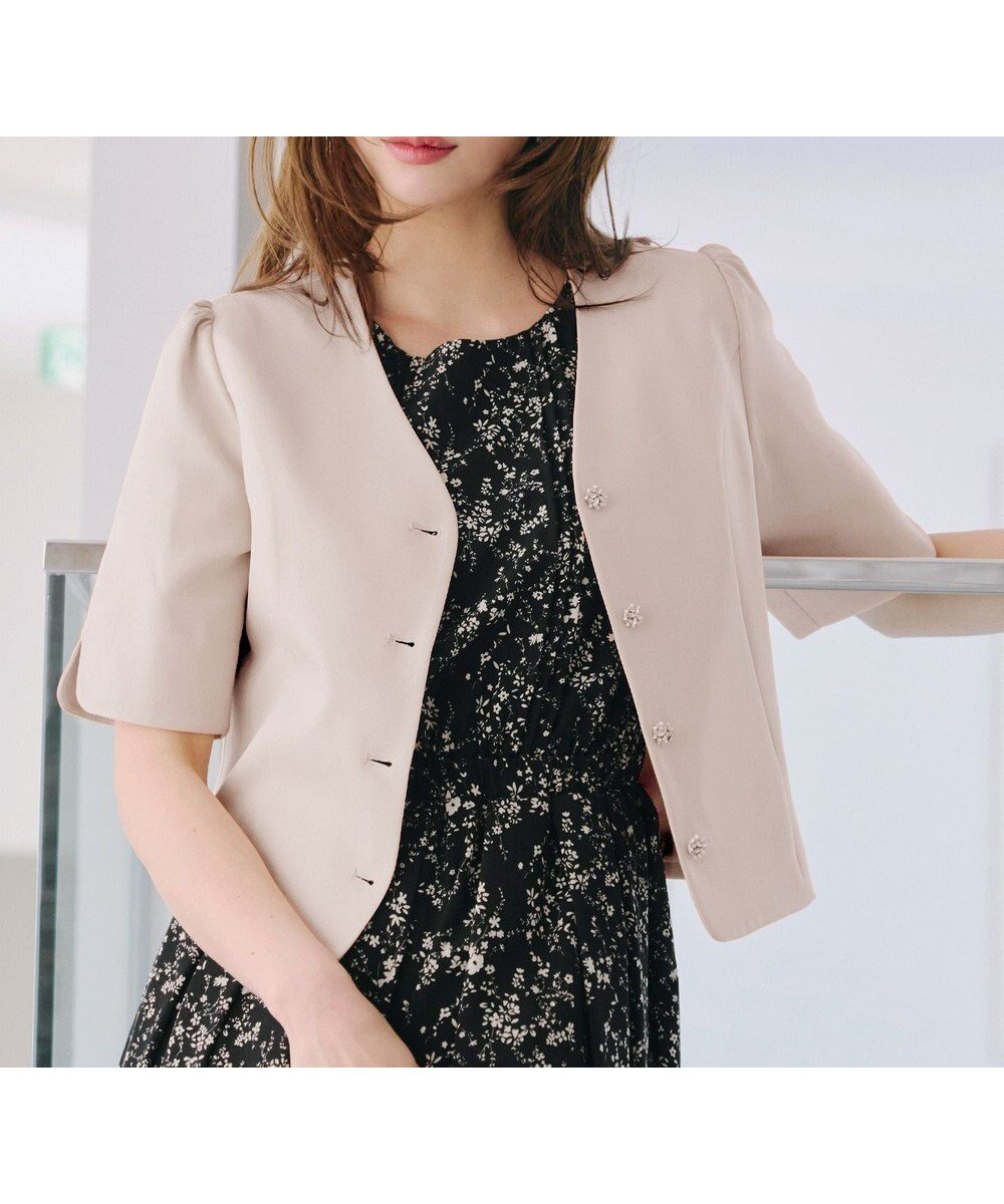 【ティアクラッセ/Tiaclasse】の【洗える】ビジューボタン半袖ジャレロ 人気、トレンドファッション・服の通販 founy(ファニー) 　ファッション　Fashion　レディースファッション　Fashion for Women　アウター　Coat / Outerwear Collection　ボレロ・ショート丈ジャケット / ドレス羽織りに　Boleros & Short Jackets　アクセサリー　Fashion Accessories　カーディガン　Cardigan, Knitwear　ジャケット　Jacket, Outerwear　チュニック　Tunic, Long Top　フロント　Front, Front Design　ボレロ　Bolero, Short Cardigan　ポケット　Pocket, Pocket Detail　再入荷　Restock / Back in Stock　半袖　Short Sleeve, Half Sleeve　夏　Summer　新作・新入荷　New Arrivals / New In　春　Spring　S/S・春夏　SS, Spring/Summer, Warm Season　洗える　Machine Washable　 other-1|ID: prp329100004869989 ipo3291000000036295604