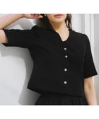 【ティアクラッセ/Tiaclasse】の【洗える】ビジューボタン半袖ジャレロ ブラック|ID: prp329100004869989 ipo3291000000036295607