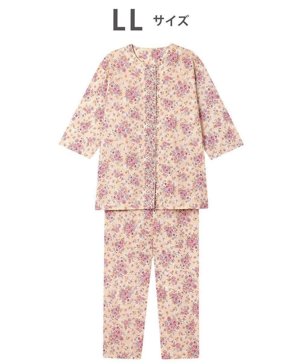 【ワコール/WACOAL】のパジャマ 7分袖 長袖 長ズボン 綿100%(本体) ローン素材 ミントン レディース NDT265 /ワコール 人気、トレンドファッション・服の通販 founy(ファニー) 　ファッション　Fashion　レディースファッション　Fashion for Women　トップス・カットソー　Cut & Sew Tops　エレガント 上品　Elegant　コレクション　Collection, Seasonal Line　長袖　Long Sleeve, Full Sleeve　パジャマ　Pajamas, Sleepwear　フラワー　Flower, Floral　ボトム　Bottoms, Lower Wear　 other-1|ID: prp329100004870059 ipo3291000000036296050