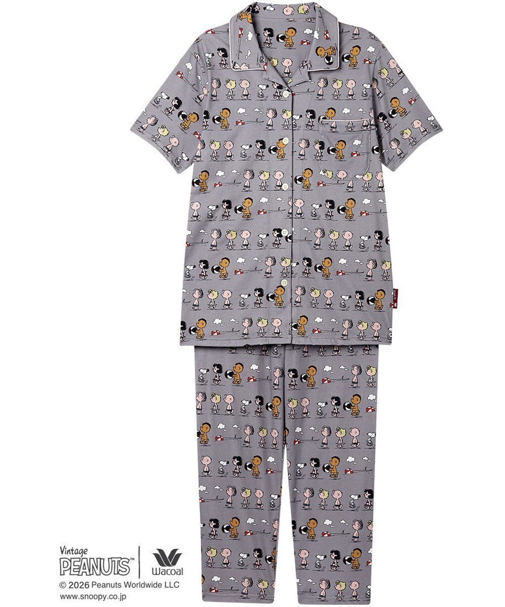 【ワコール/WACOAL】のPEANUTS パジャマ 5分袖 半袖 8分丈 綿100%(本体) スヌーピー レディース FDT167 /ワコール インテリア・キッズ・メンズ・レディースファッション・服の通販 founy(ファニー) 　ファッション　Fashion　レディースファッション　Fashion for Women　トップス・カットソー　Cut & Sew Tops　お家時間・ステイホーム　Stay Home / At Home　パジャマ　Pajamas, Sleepwear　ボトム　Bottoms, Lower Wear　半袖　Short Sleeve, Half Sleeve　夏　Summer　グレー|ID: prp329100004870062 ipo3291000000036296060