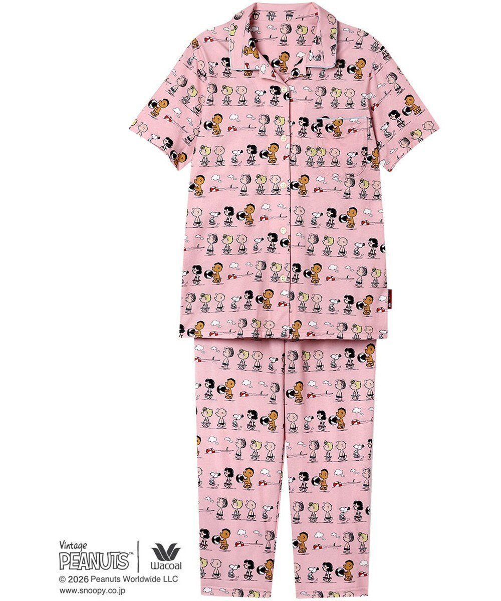 【ワコール/WACOAL】のPEANUTS パジャマ 5分袖 半袖 8分丈 綿100%(本体) スヌーピー レディース FDT167 /ワコール インテリア・キッズ・メンズ・レディースファッション・服の通販 founy(ファニー) 　ファッション　Fashion　レディースファッション　Fashion for Women　トップス・カットソー　Cut & Sew Tops　お家時間・ステイホーム　Stay Home / At Home　パジャマ　Pajamas, Sleepwear　ボトム　Bottoms, Lower Wear　半袖　Short Sleeve, Half Sleeve　夏　Summer　ピンク|ID: prp329100004870062 ipo3291000000036296062